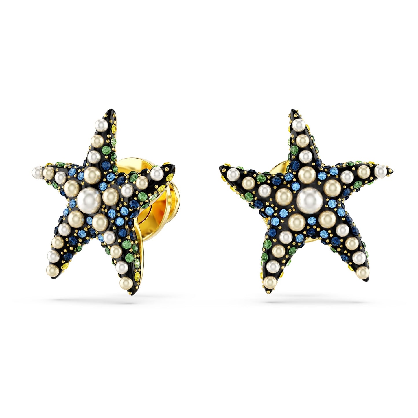 Swarovski Idyllia stud earrings, Starfish, Small, Multicolored, Gold-tone plated