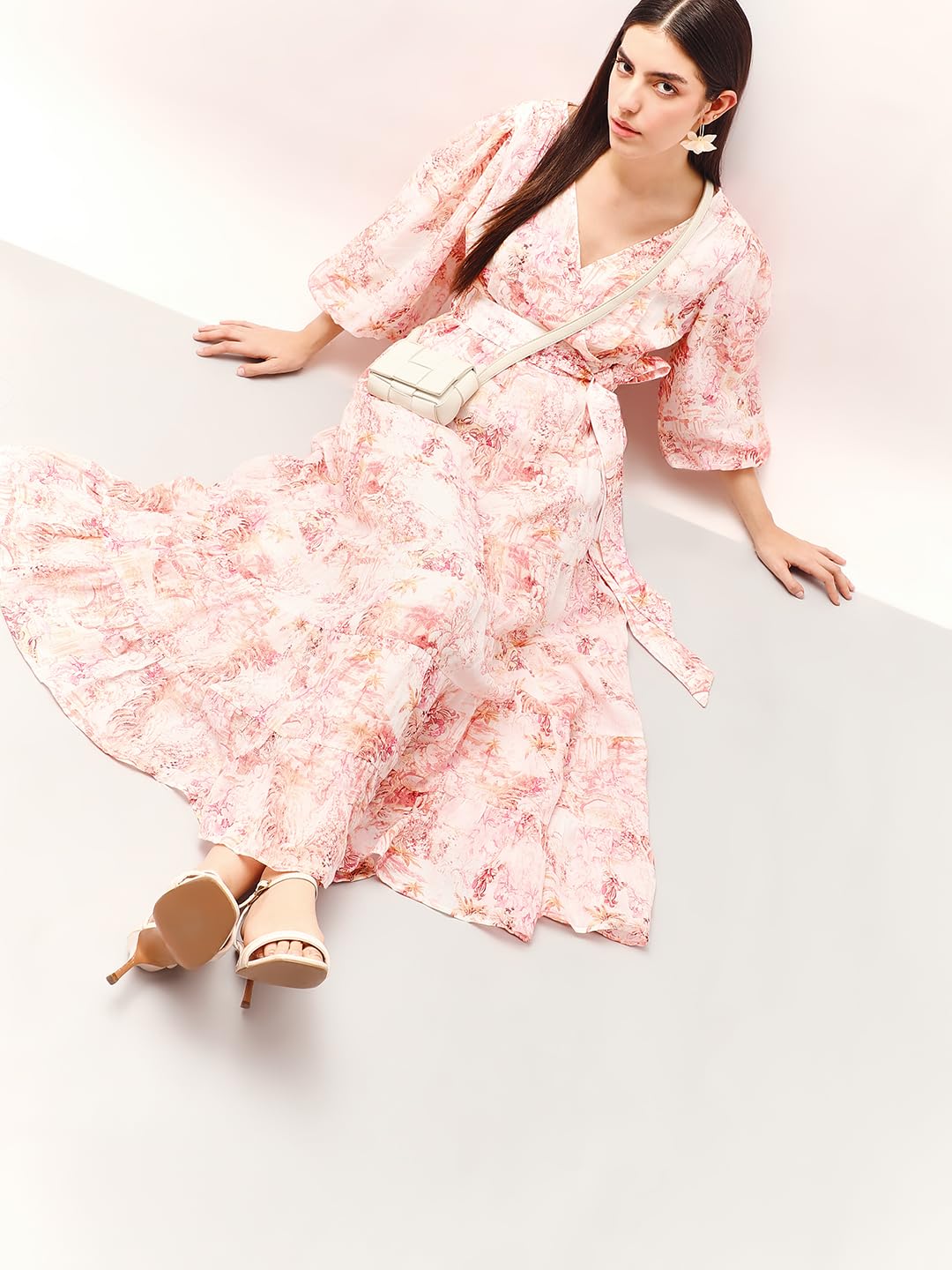 VERO MODA Women's Fit and Flare Pink Dress