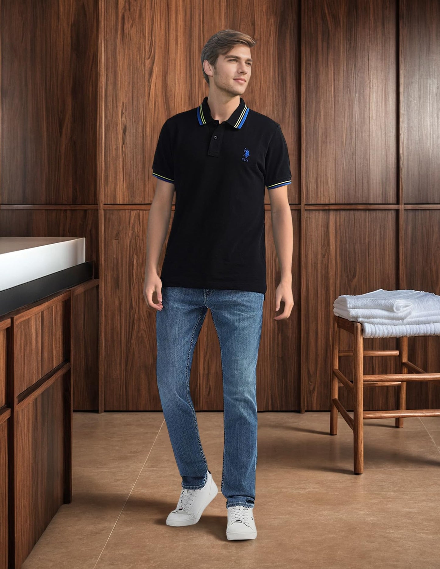 U.S. POLO ASSN. Men's Mid Rise Tapered Jeans (UDJENO1810_Blue, 30