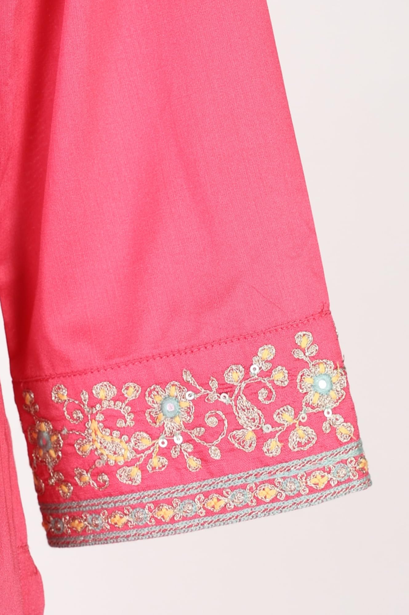 W for Woman Pink Embroidered Straight Kurta with Pants Set and jacquard Dupatta - (WS14009-225464-3XL)