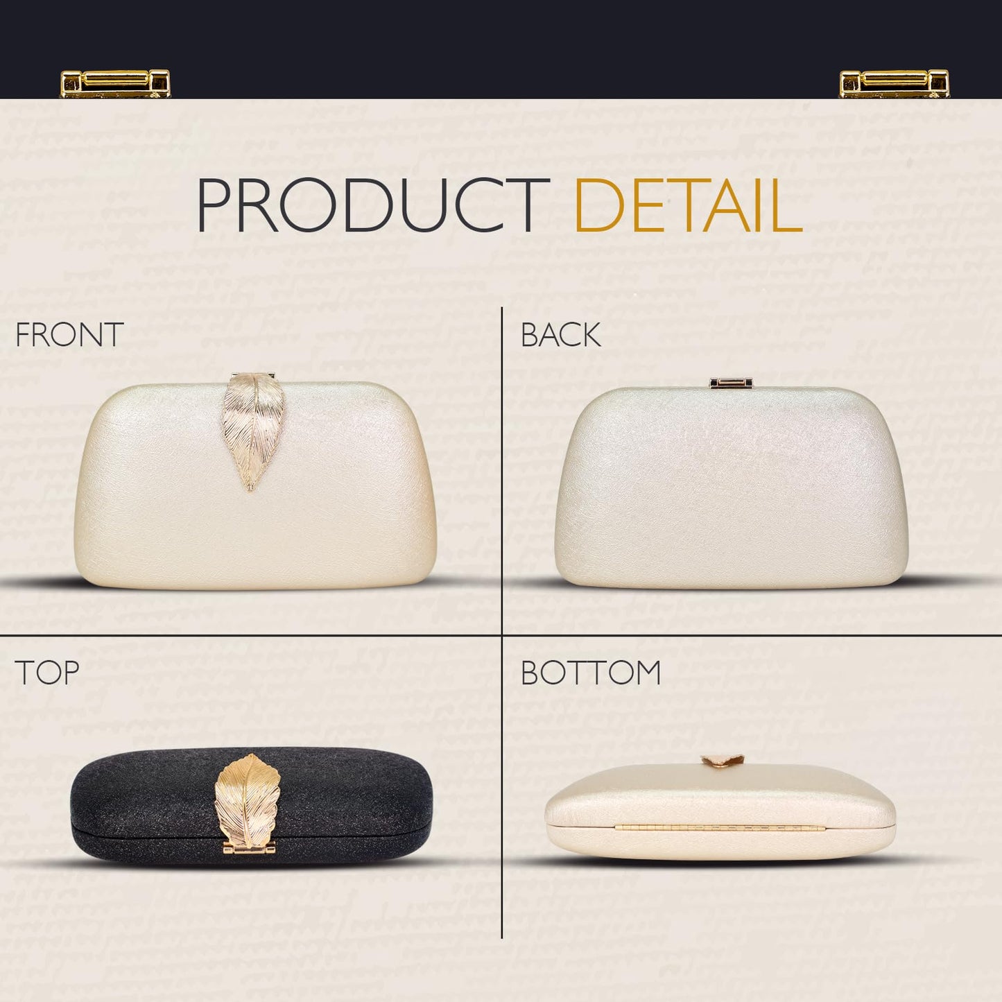 Lyrovo Evening Bag Clutch Purse for Women Ladies Sparkling Party Handbag Wedding Bag (PEARL WHITE)