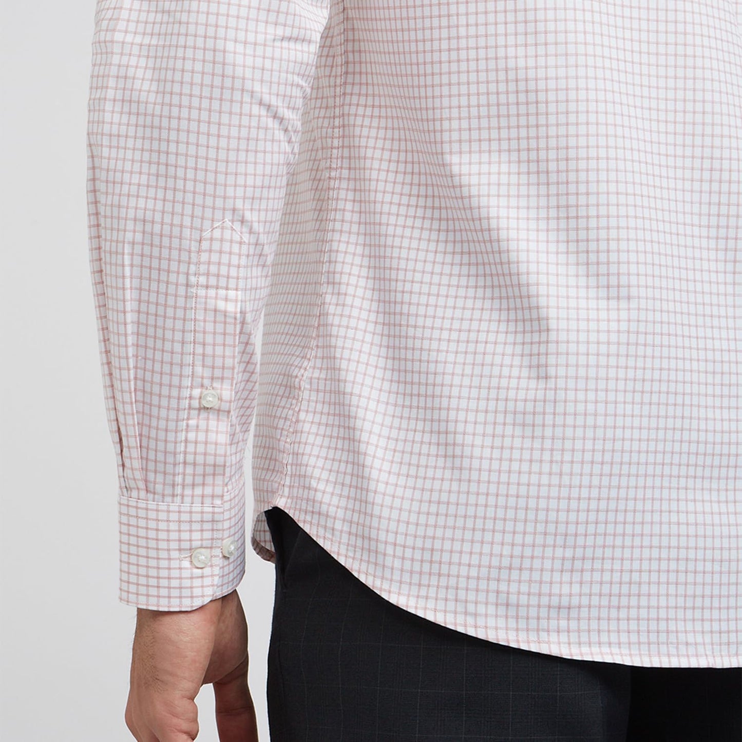 Raymond Men's Slim Fit Structured Formal Shirt - Pure Cotton, Full Sleeve, Semi Cutaway Collar | Light Red