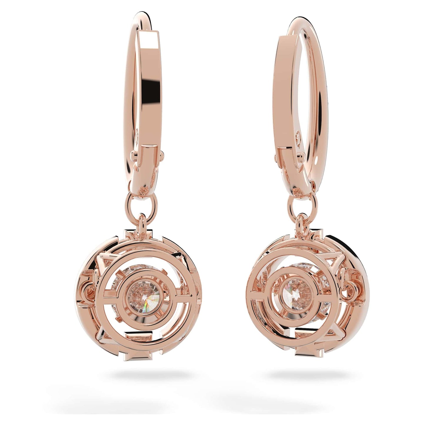 Swarovski Una drop earrings, Round cut, White, Rose gold-tone plated