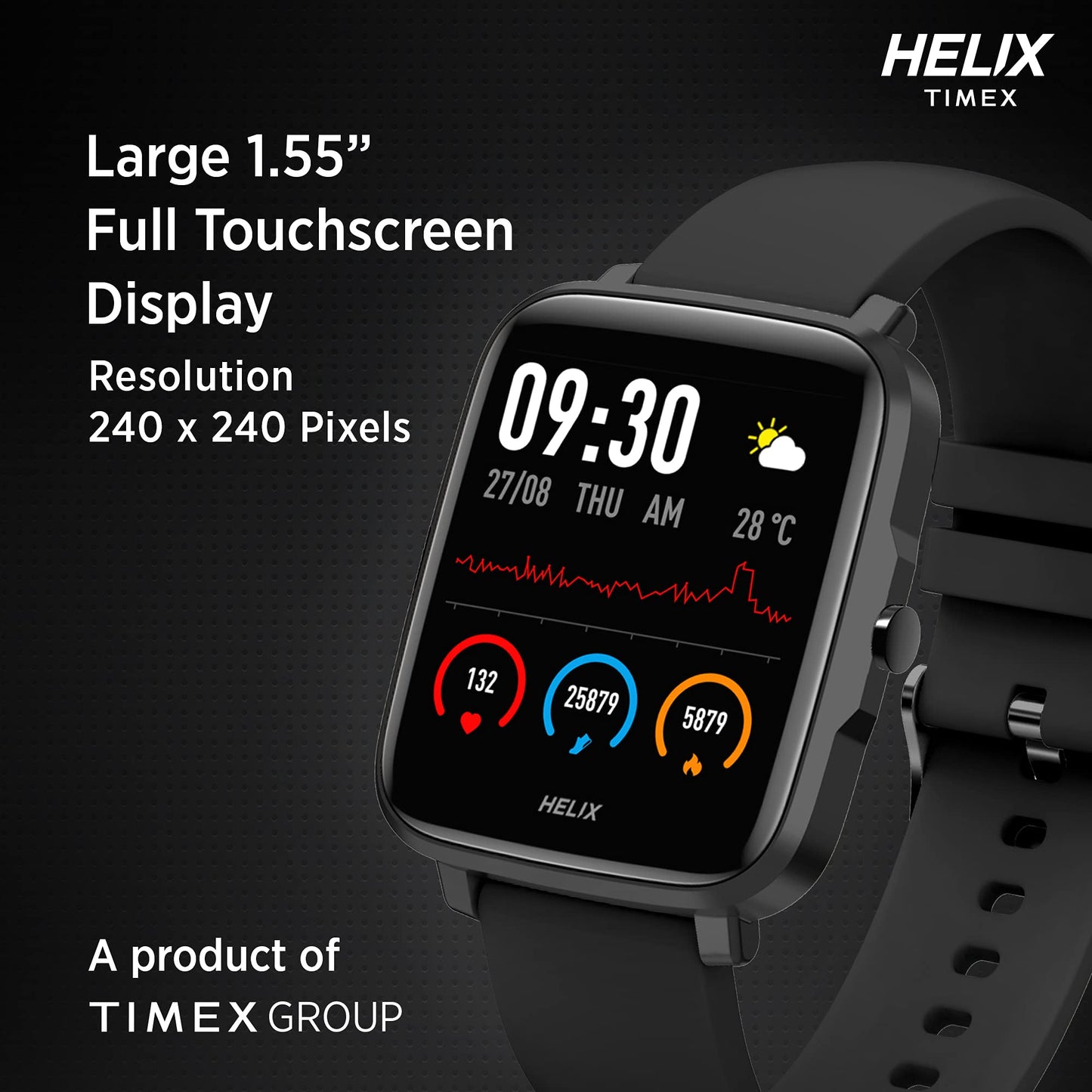 Helix Smart Watch Digital Black Dial Unisex-Adult Watch-TW0HXW201T