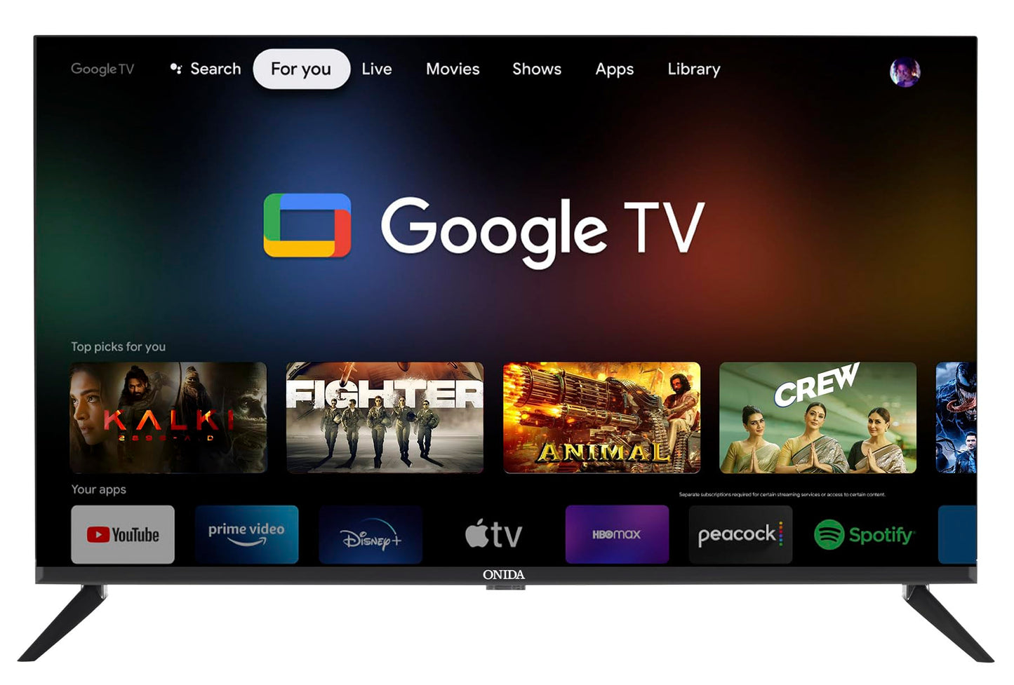 Onida 80 cm (32 inch) HD Ready Smart Google LED TV 32HAG1 (Black)