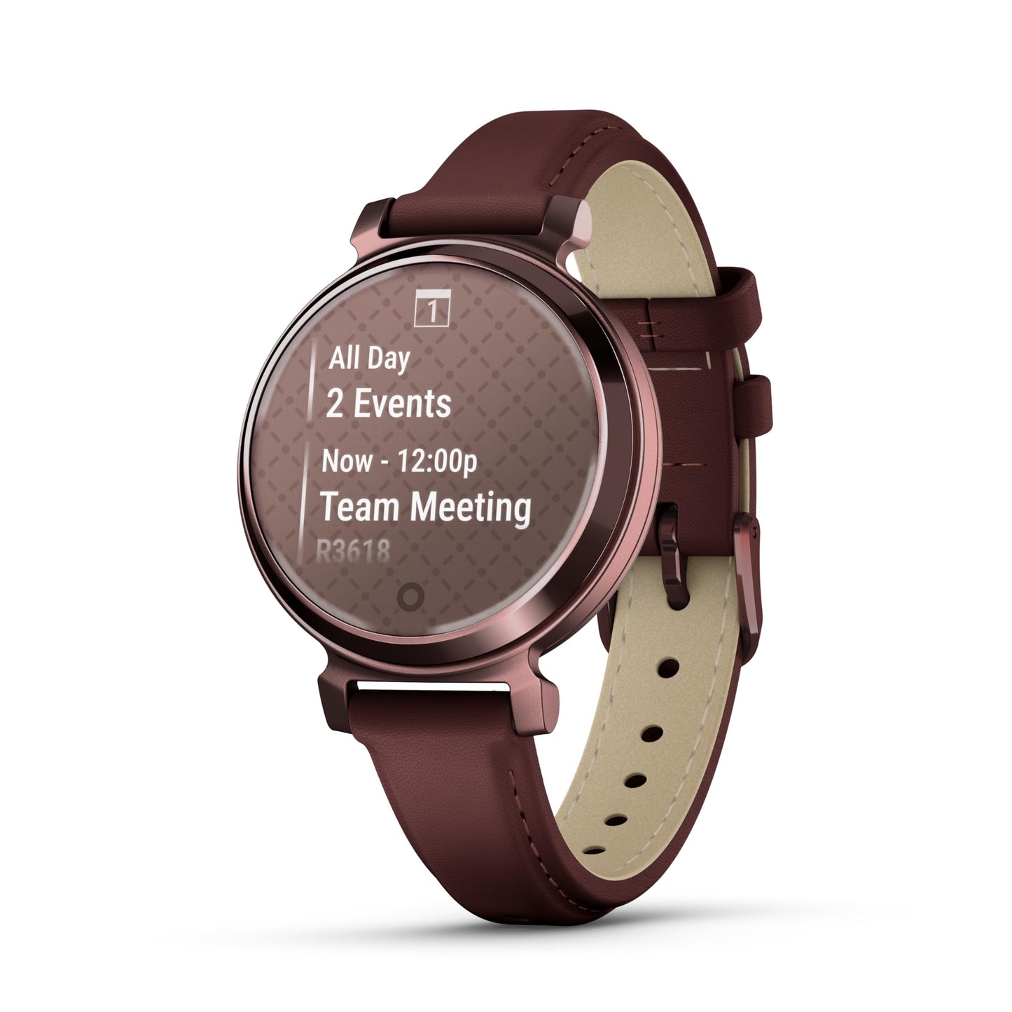 Garmin Lily 2, Small and Stylish Smartwatch, Hidden Display, Patterned Lens, Up to 5 Days Battery Life, Mulberry