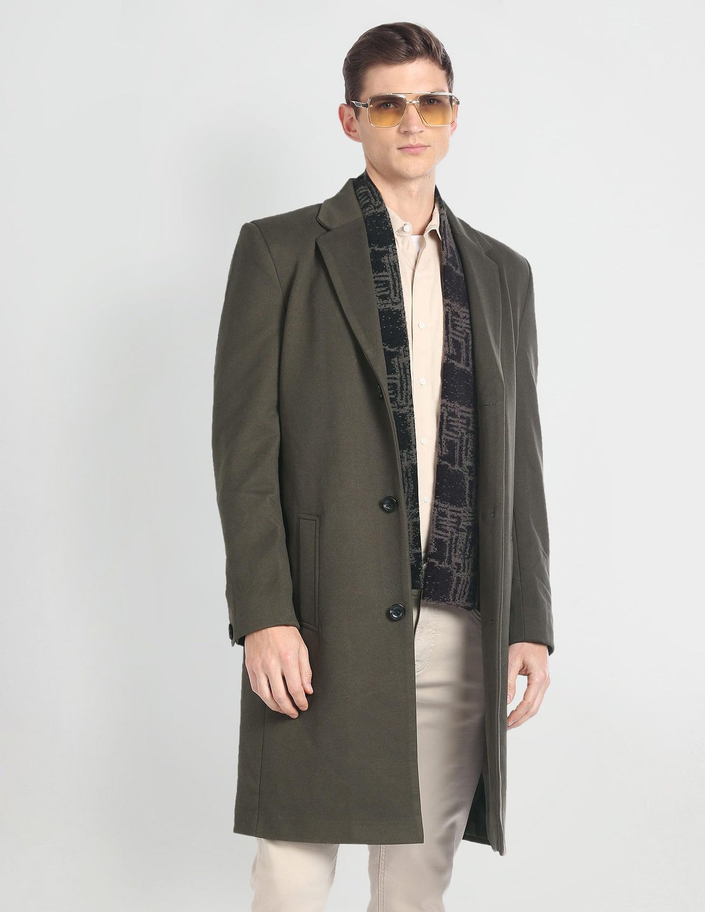 Arrow Men's Polyester Trench Standard Length Coat (ASAGJK4788_Olive, 2XL