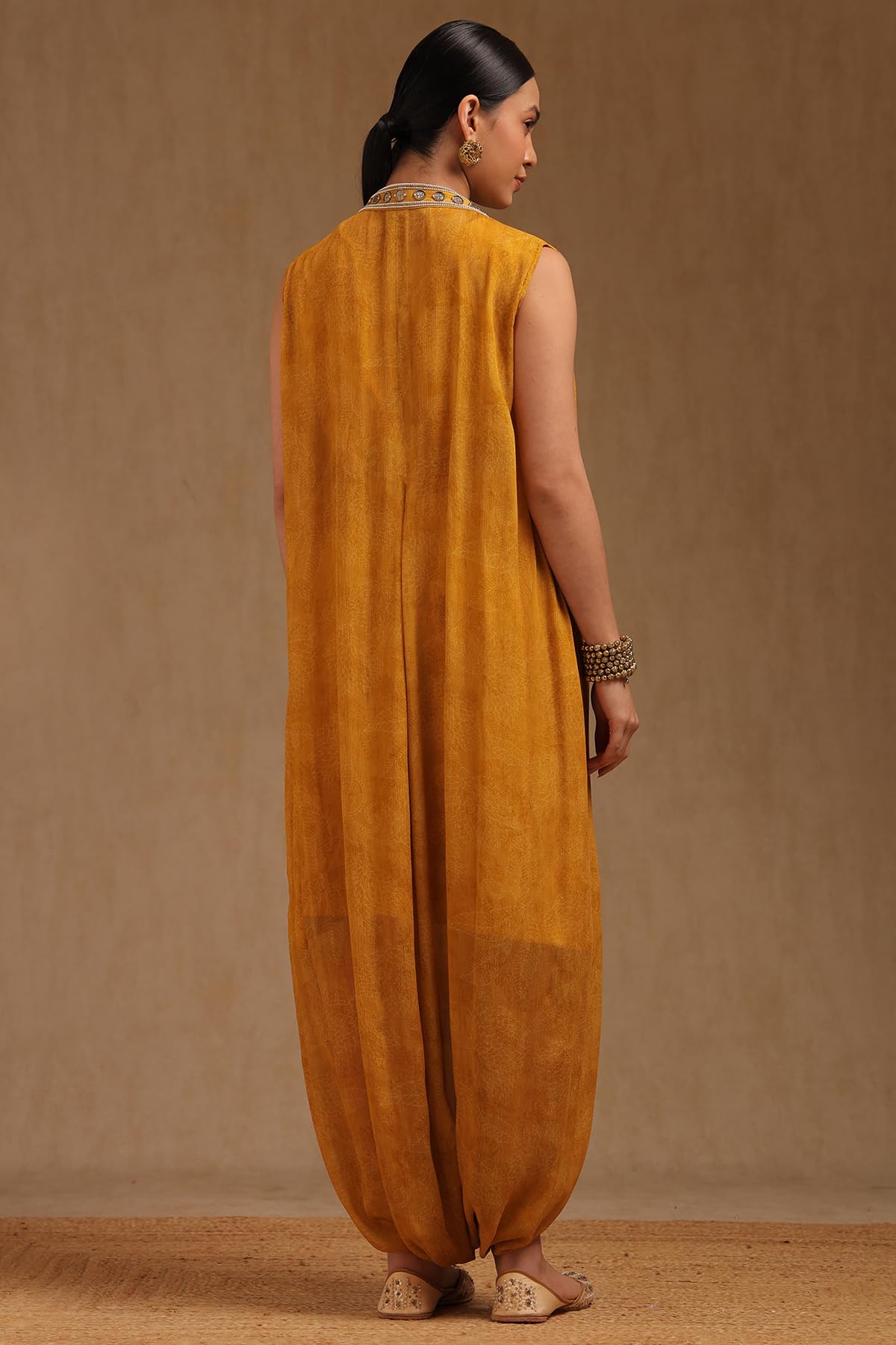 Soch Womens Chinon Botanical Print Dress with Beads and Stones