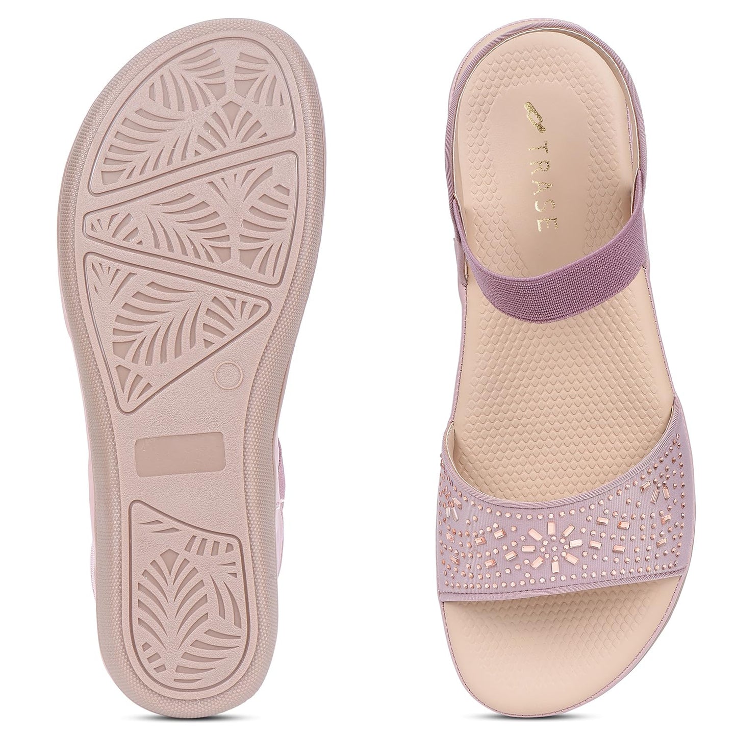 TRASE Trendy Flat Sandals For Woman And Girls (Pink, 8 Uk)