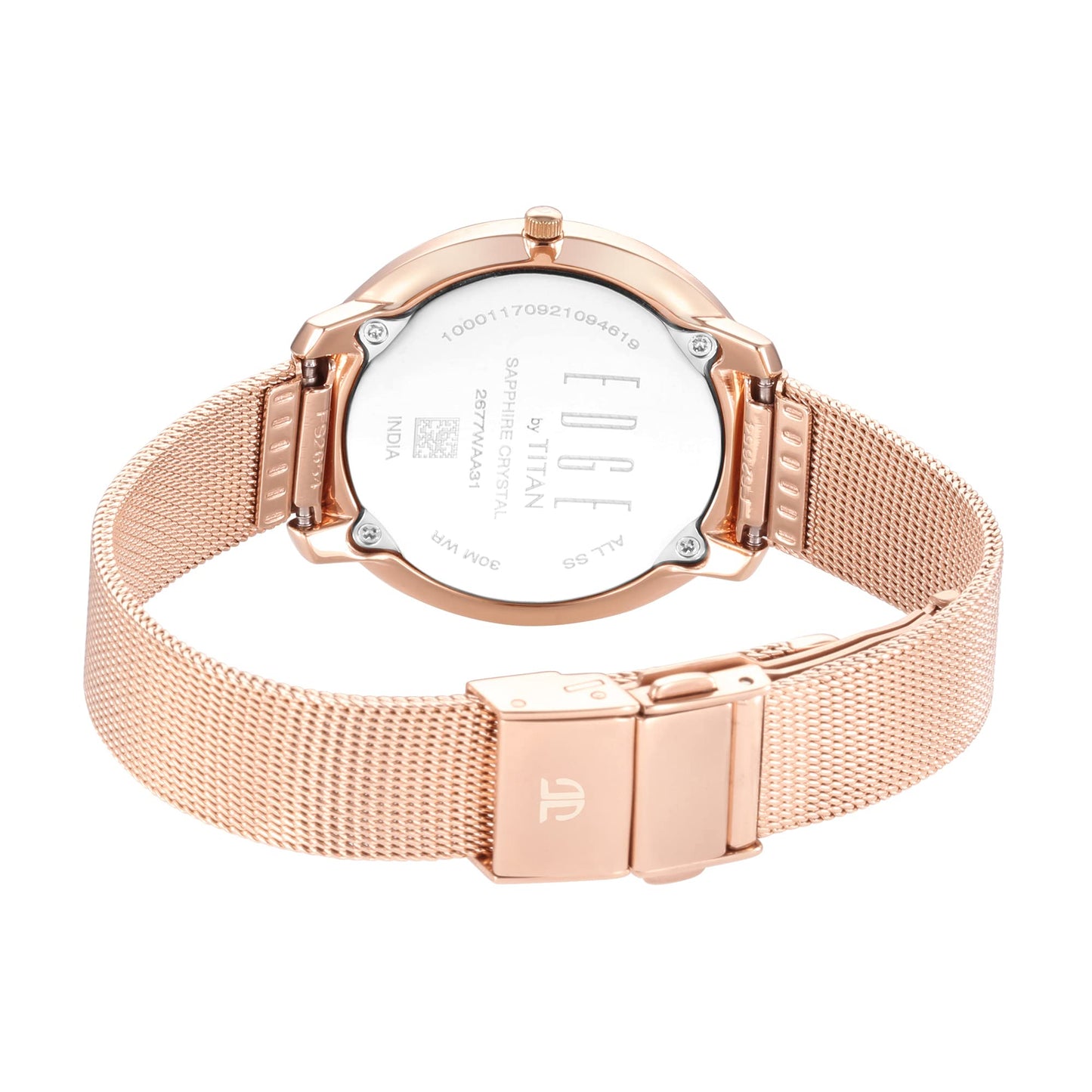 Titan Ladies Edge Dec’21 Analog Rose Gold Dial Women's Watch-2677WM01