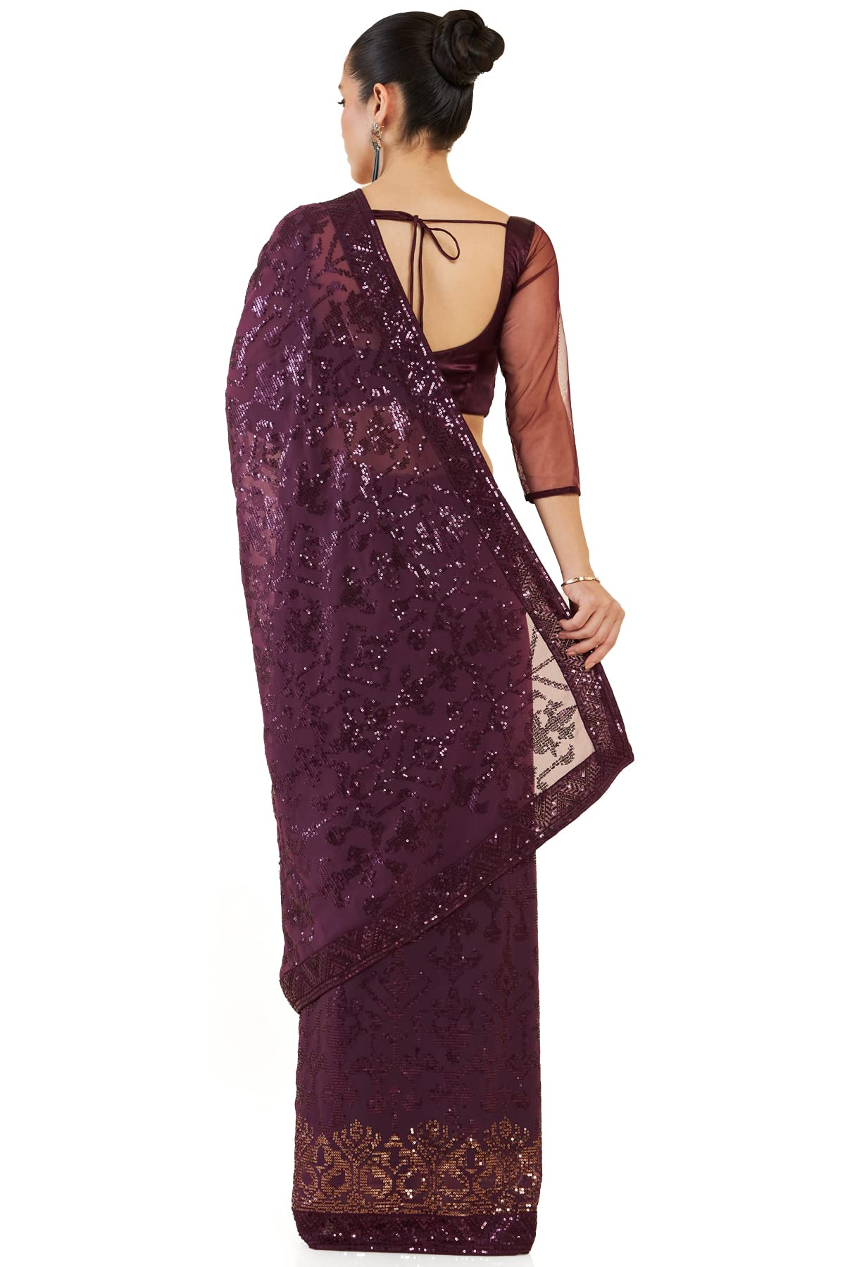 Soch Women Purple Silk Abstract Saree(8907175347867_Purple_FS)