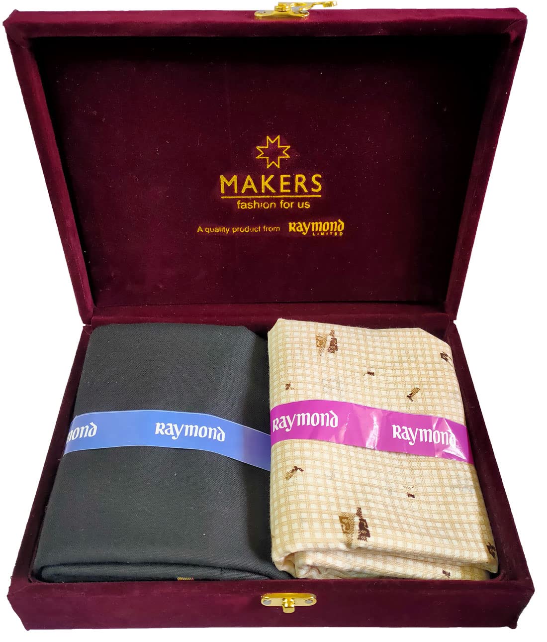 Raymond Fabrics Men's Poly Cotton Print Shirt and Trouser Unstitched Fabric Set - Gift Pack (Multicolour_Free Size) 067