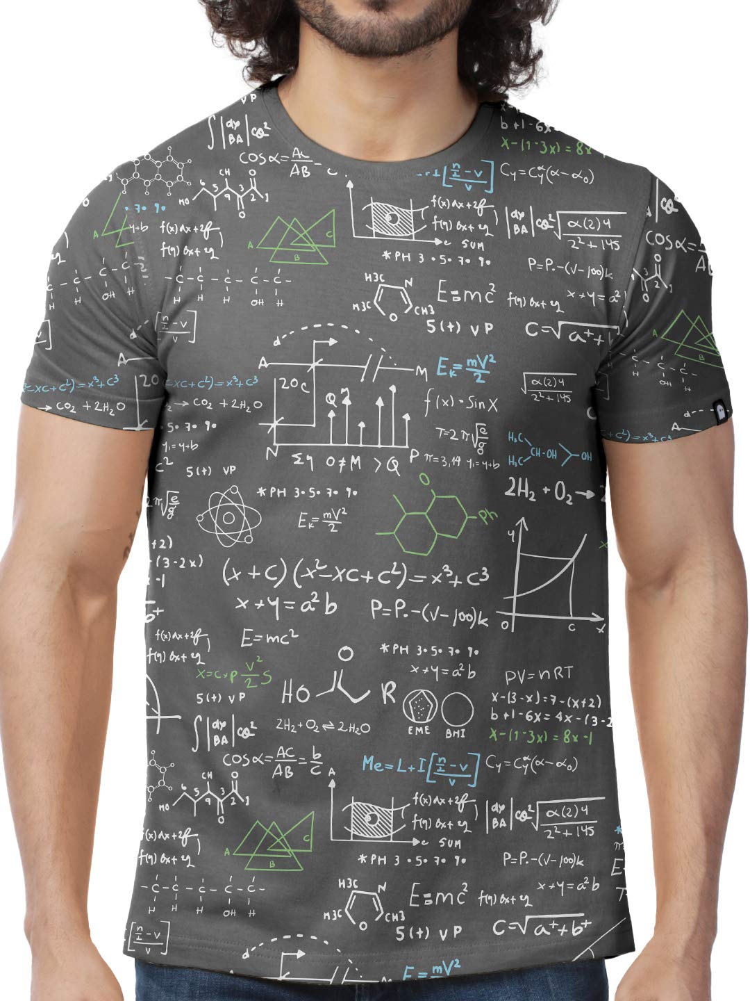 The Souled Store Nerdy Equations Mens and Womens Graphic Printed Cotton T-Shirts Grey
