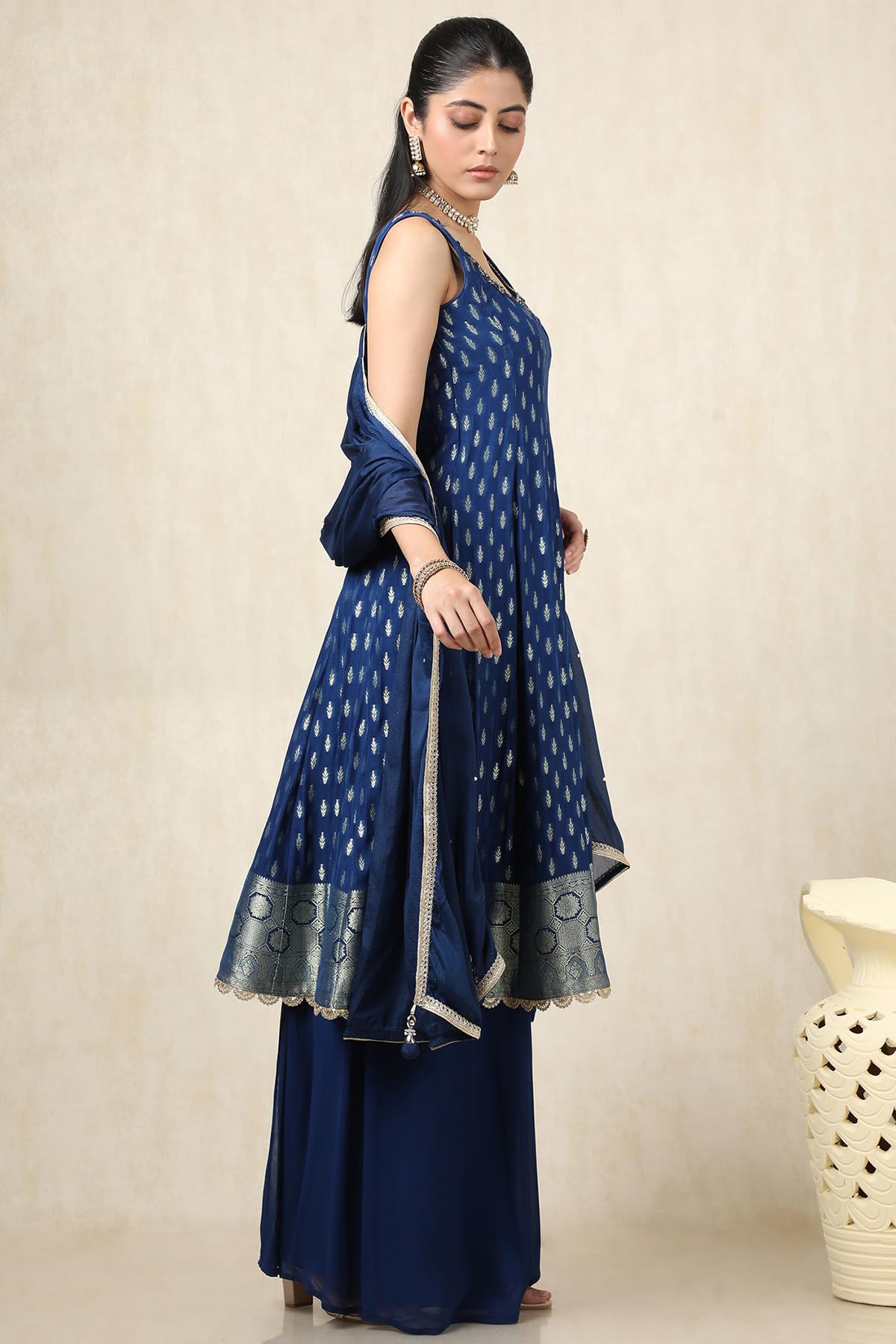 Soch Women's Brocade Salwar Suit Set (OWS5CD21594_Blue