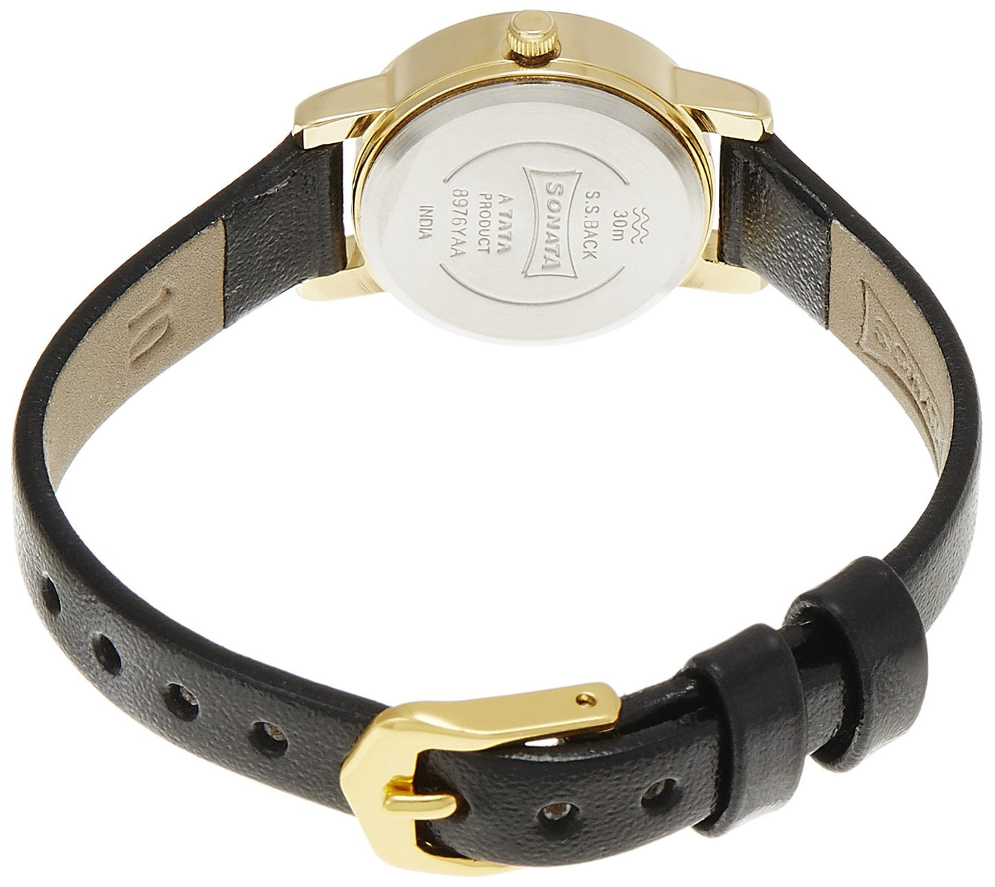 Sonata Quartz Analog Black Dial Leather Strap Watch for Women-NS8976YL03W/NT8976YL03W