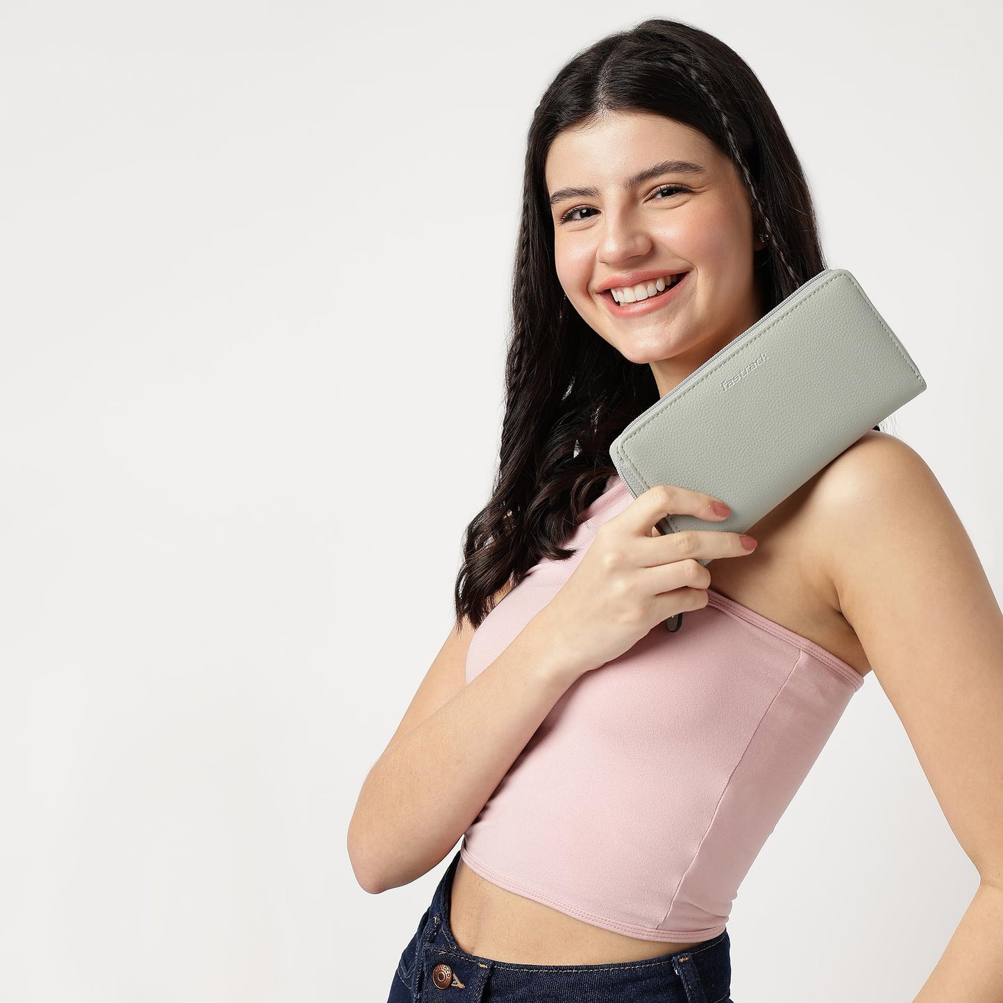 Fastrack Textured Zip Around Wallet for Women, Girls and Ladies | Wallet for Women with Multiple Card Slots