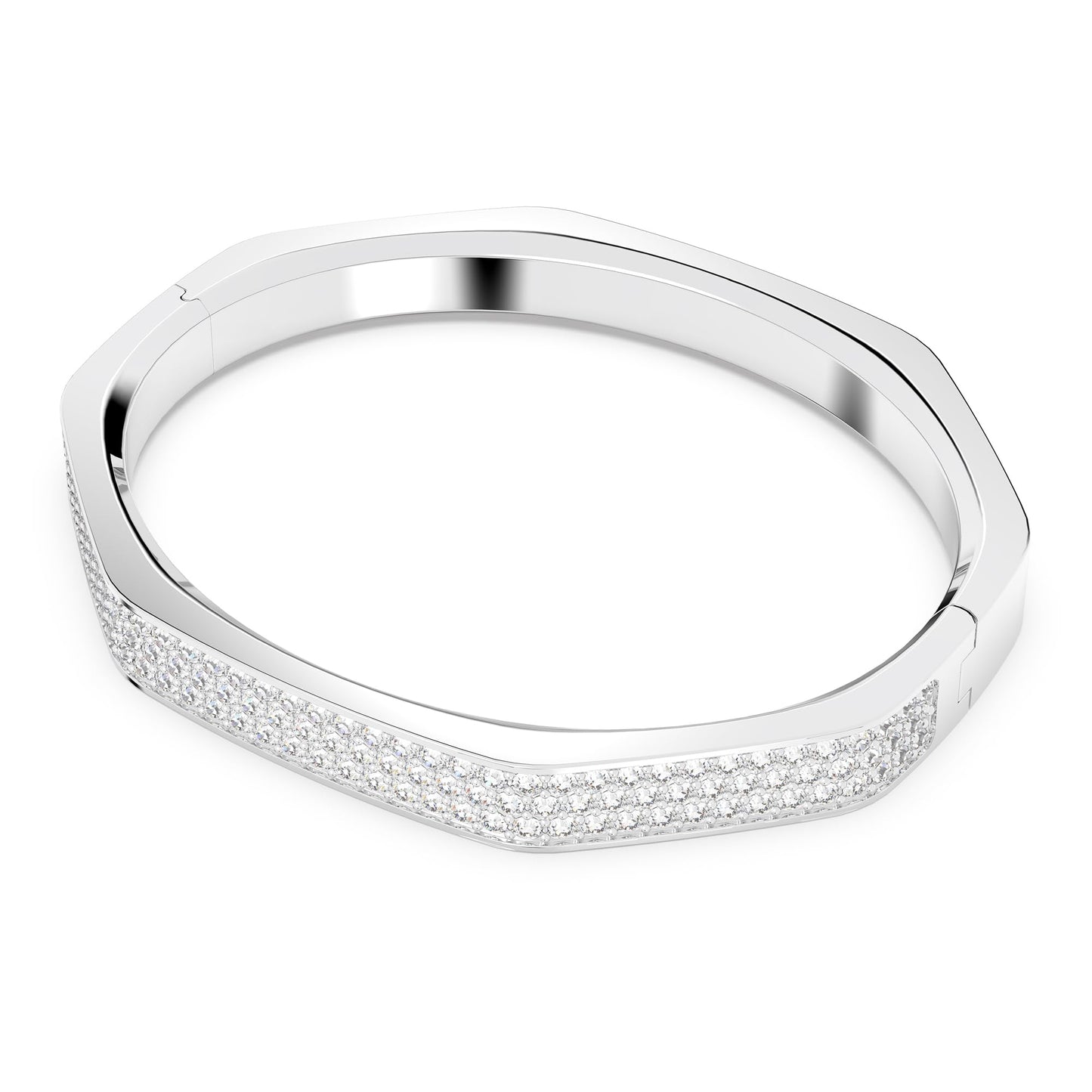 Swarovski Dextera bangle, Octagon shape, White, Rhodium plated
