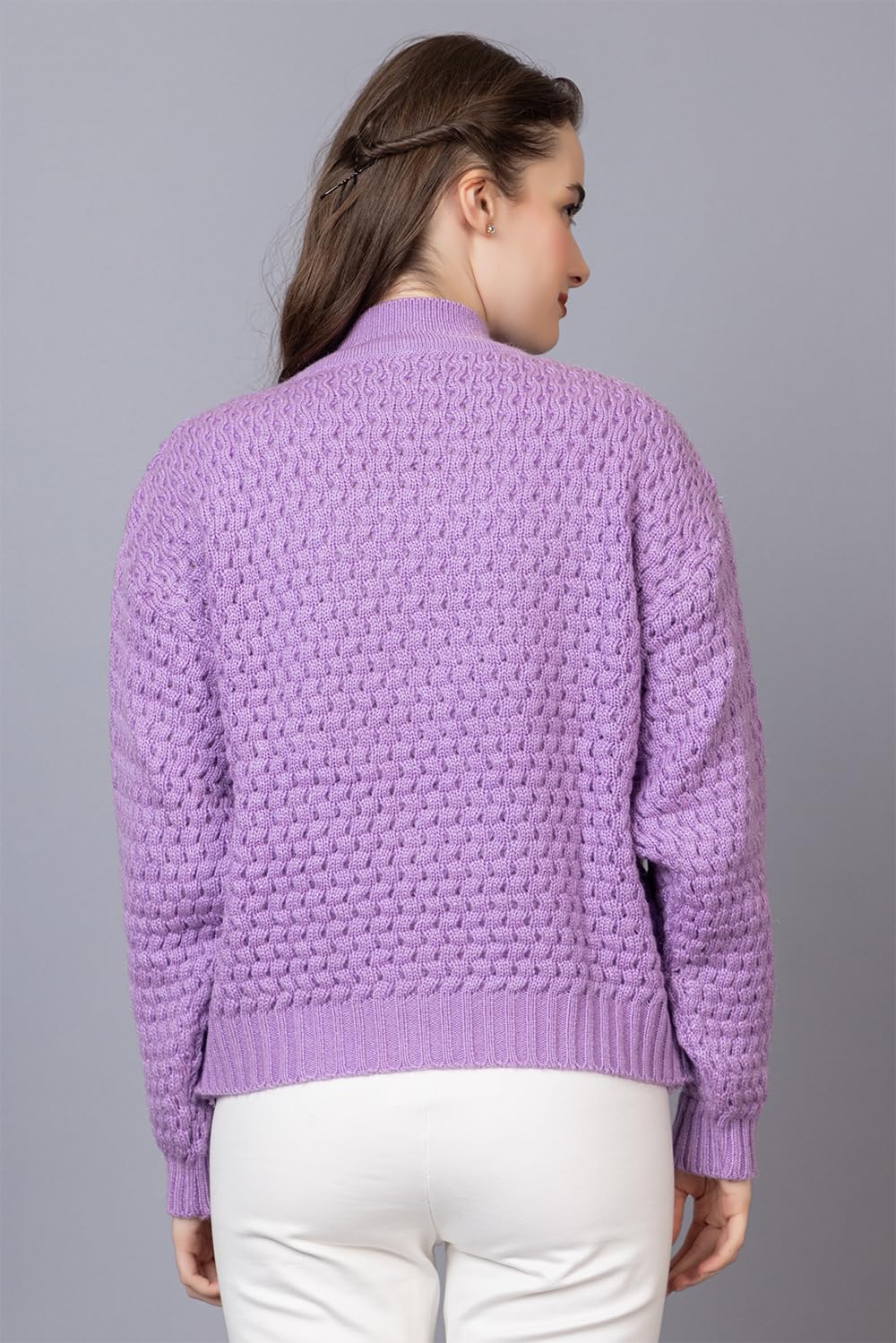 Wear lusso Women’s Pullover Sweater Relaxed Fit for Winter Wear | Full Sleeve | 100% Wool | Latest Stylish Sweater | Crafted with Comfort Fit for Winter Wear. (S, Lavender)