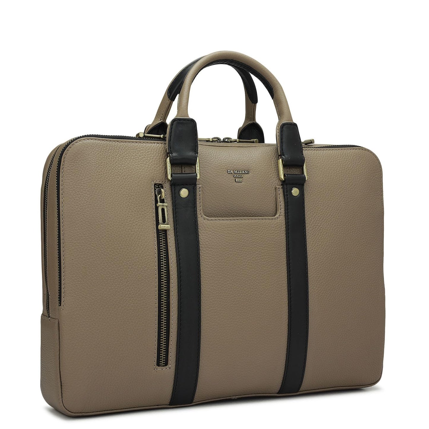 Da Milano Leather Laptop Bag for Men & for Women - Fits Upto 14" Laptop - Greyish Taupe