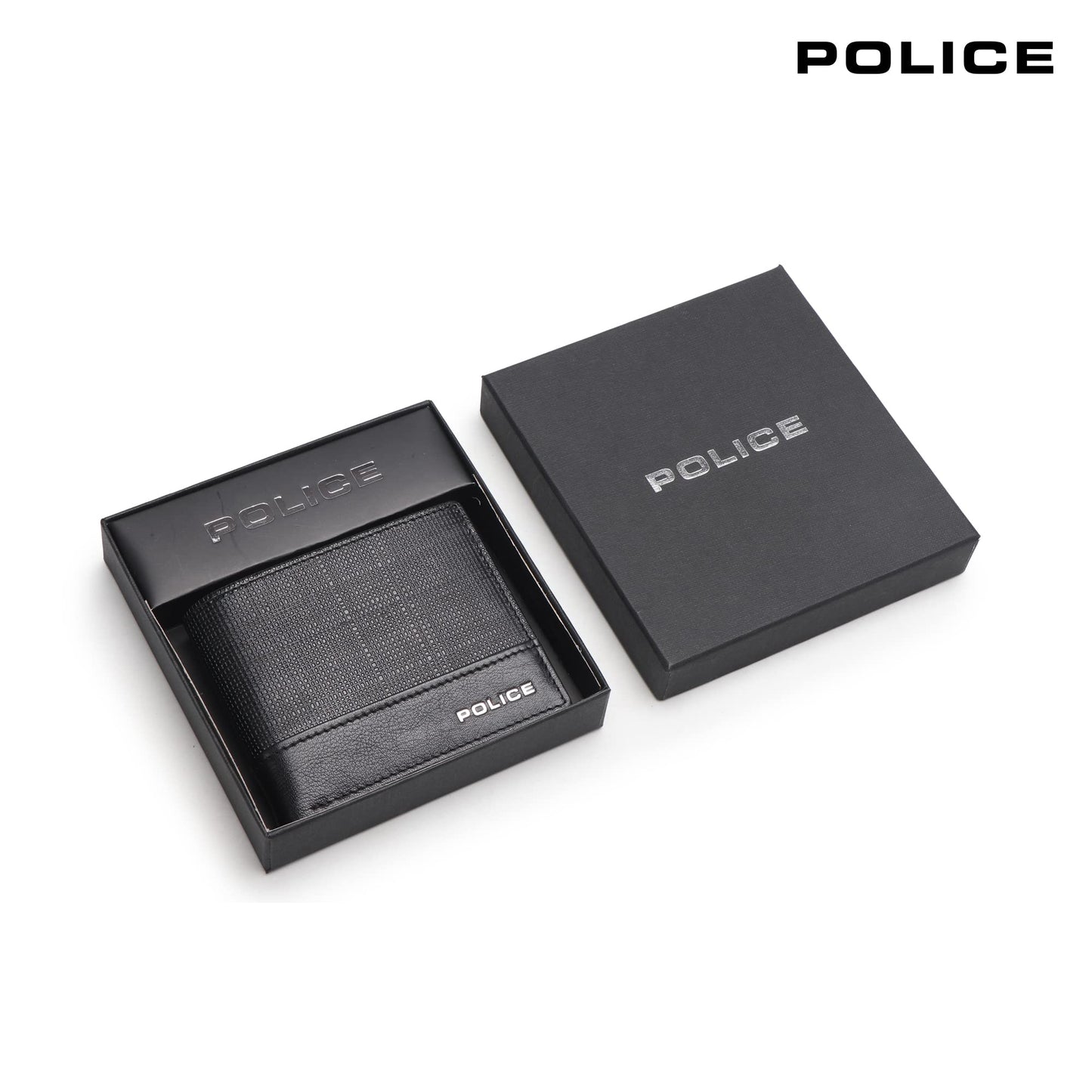 Police Xander Over Flap Coin Wallet Mens Wallet Genuine Leather Wallet for Men Bifold Purse with Card Holder 4 Credit Card Slots 1 Coin Pocket - Black Stripes