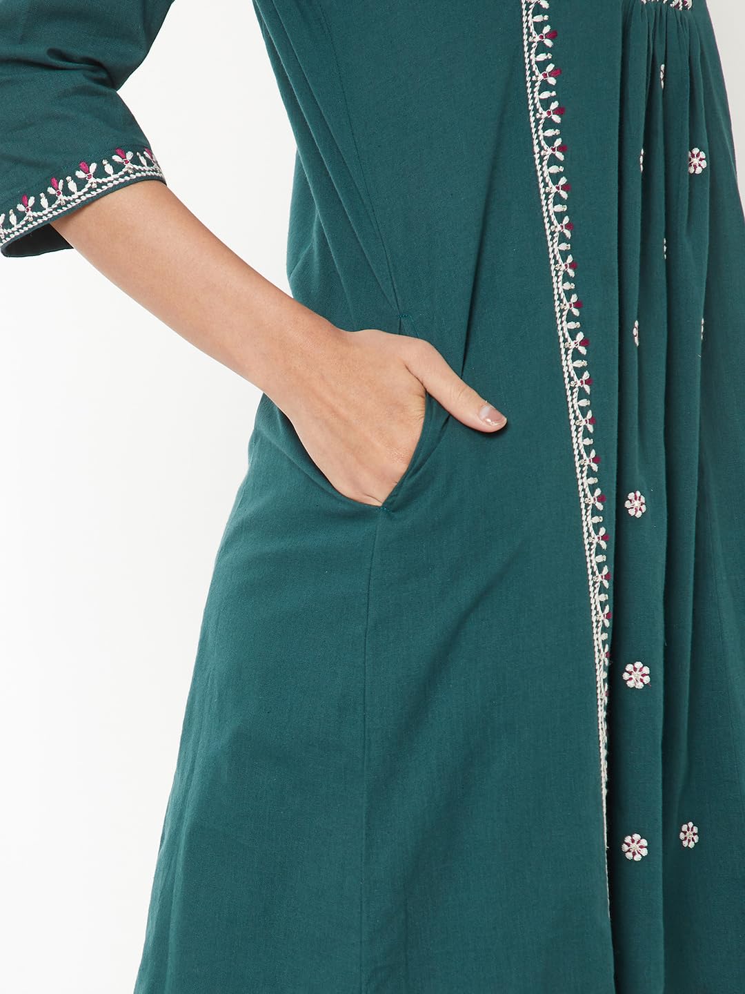 Max Women Embroidered A-Line Kurta Set (Green_XL)
