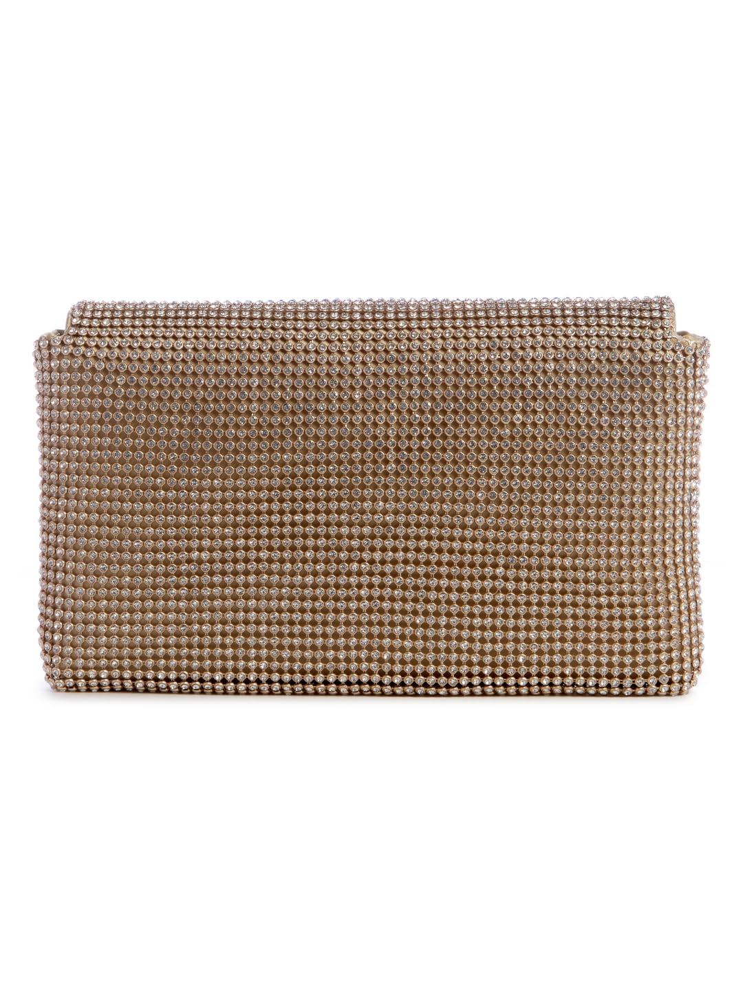 GUESS Gold Embellished Zalina Flap Clutch