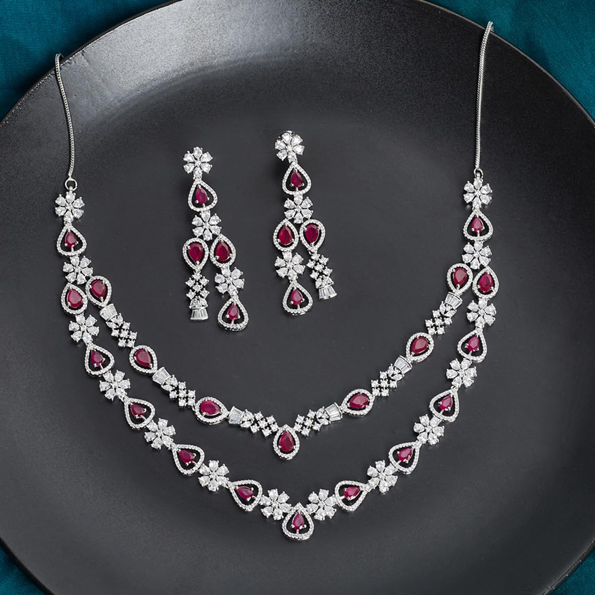 VOYLLA CZ Elegance Layered Necklace Set