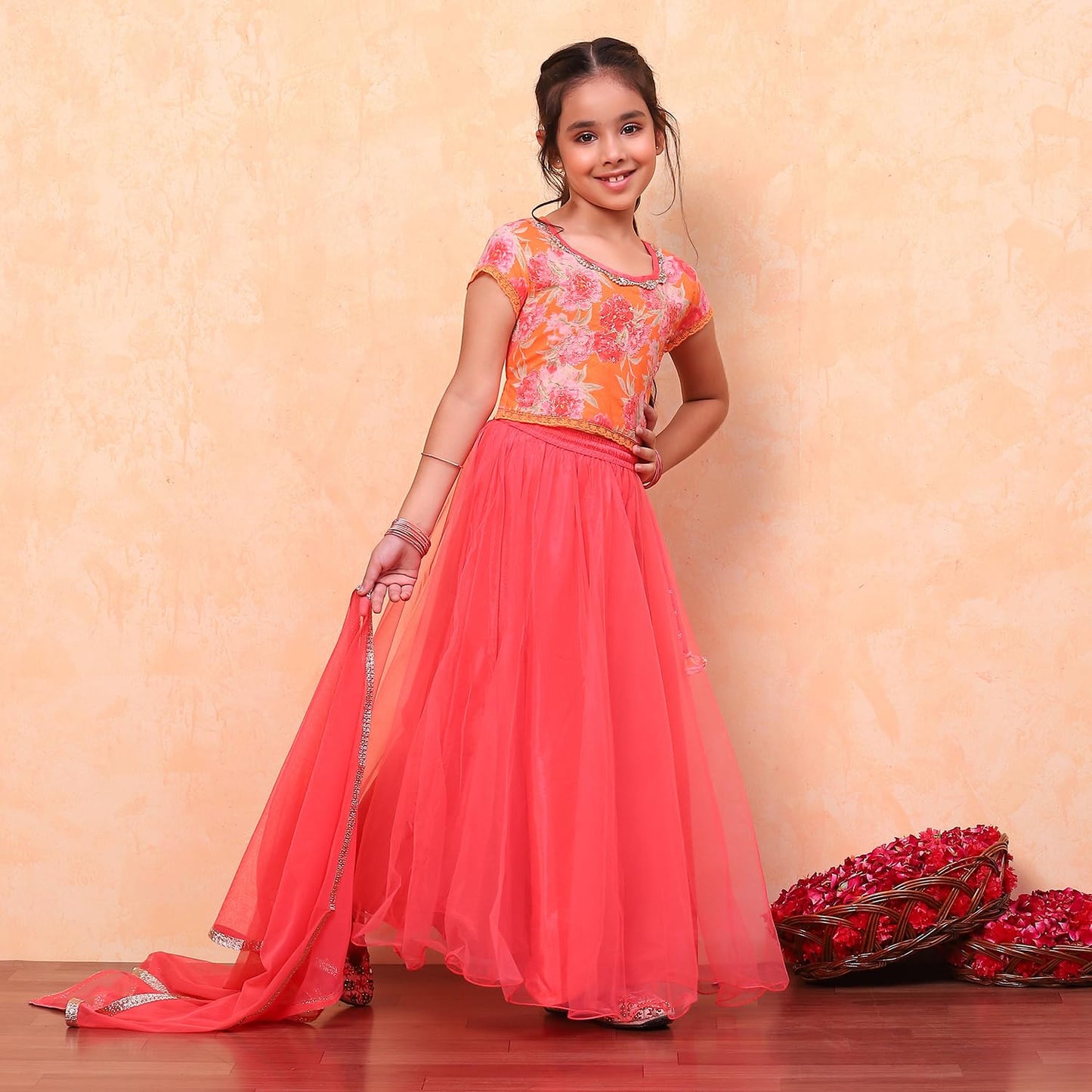 Biba Girl's Cotton Lehenga Choli Set (KW4984EAW24ORANGE10 Years-11 Years)