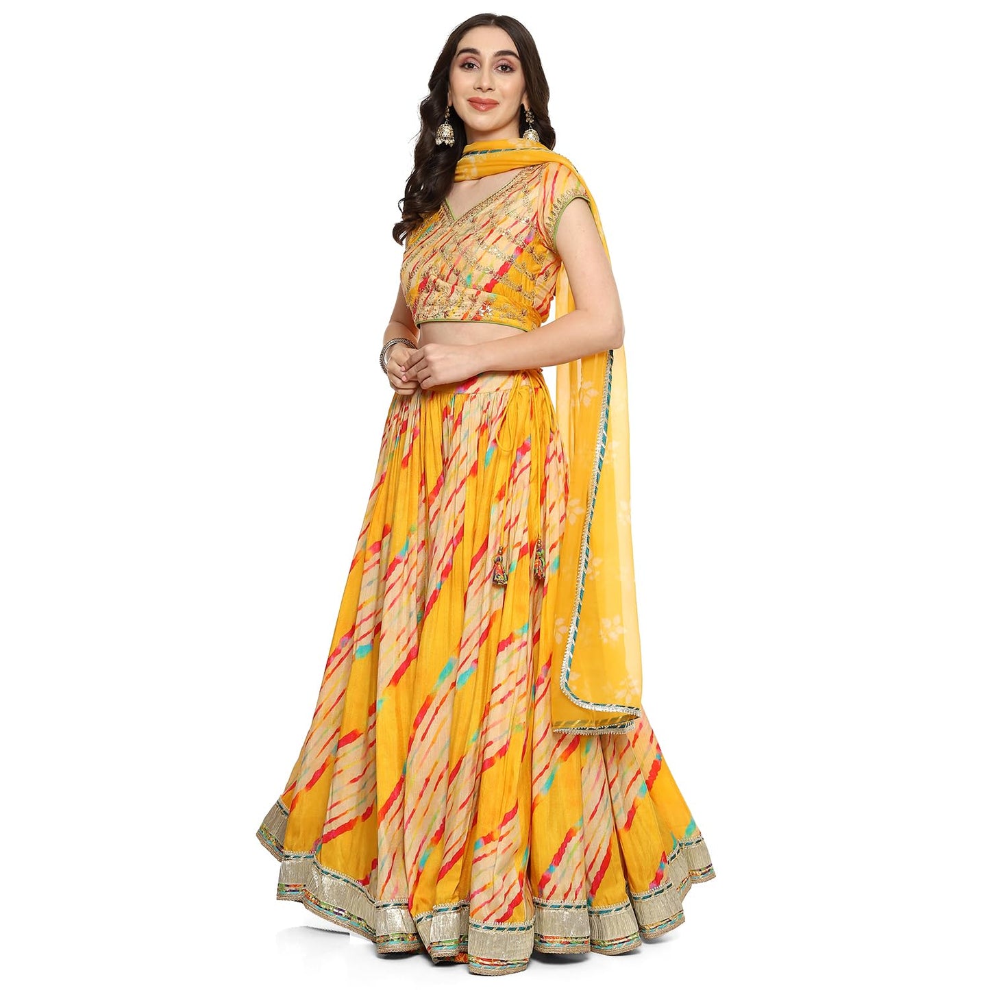 BIBA WOMEN PRINTED STRAIGHT SALWAR KURTA DUPATTA(SKDRANG8915_YELLOW_38)