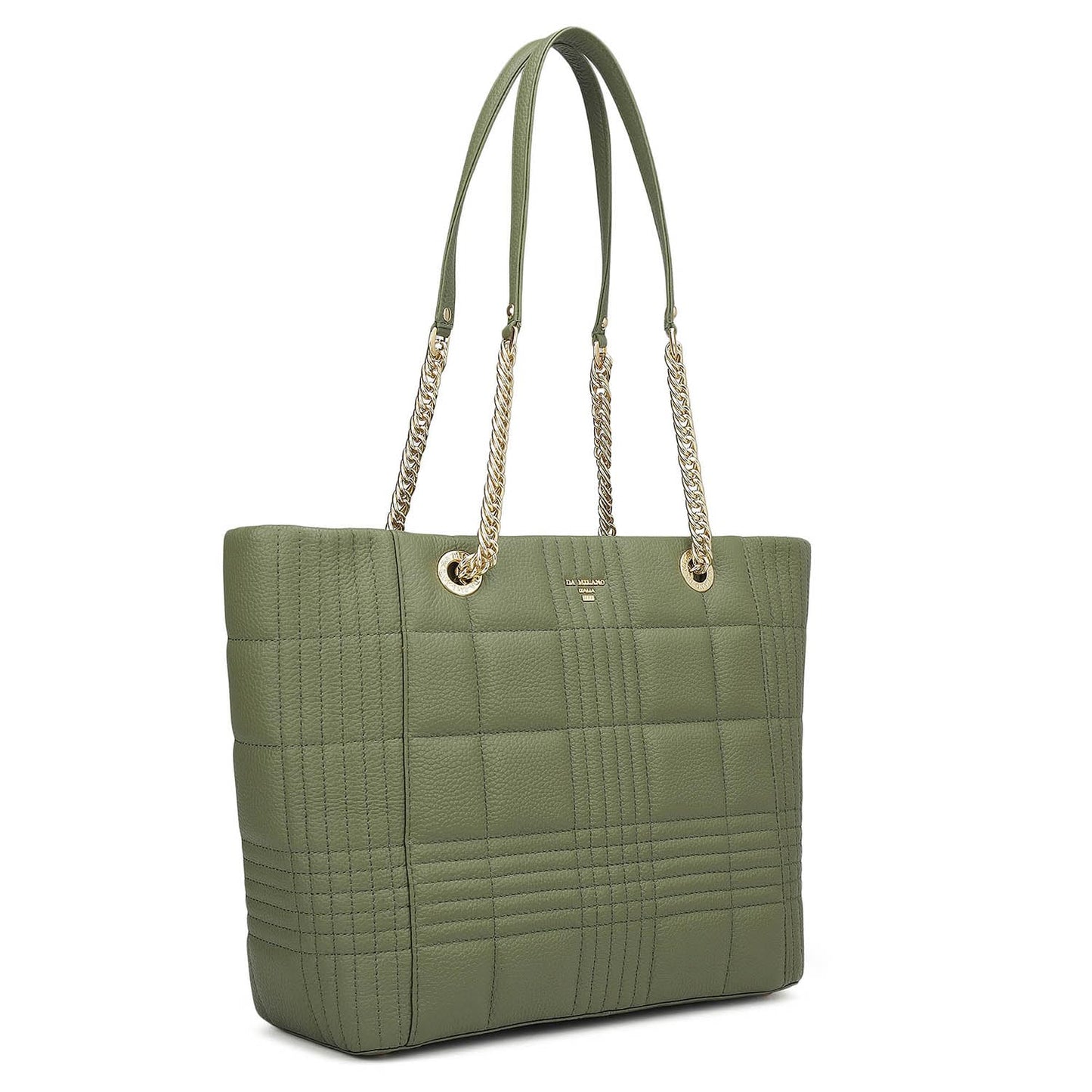 Da Milano Leather Tote Bag for Women - Green