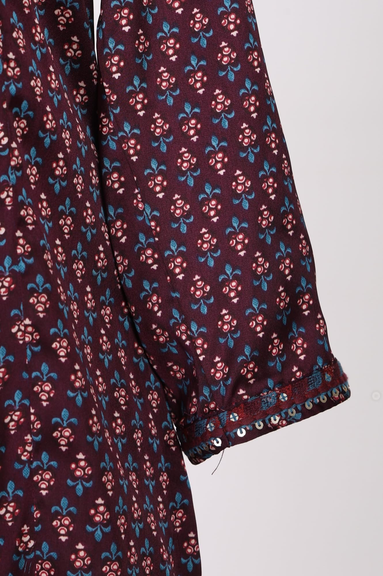 W for Woman Purple Floral Printed Embroidered Satin Straight Kurta with Pants and Dupatta Set - (WS13578-126546-XL)