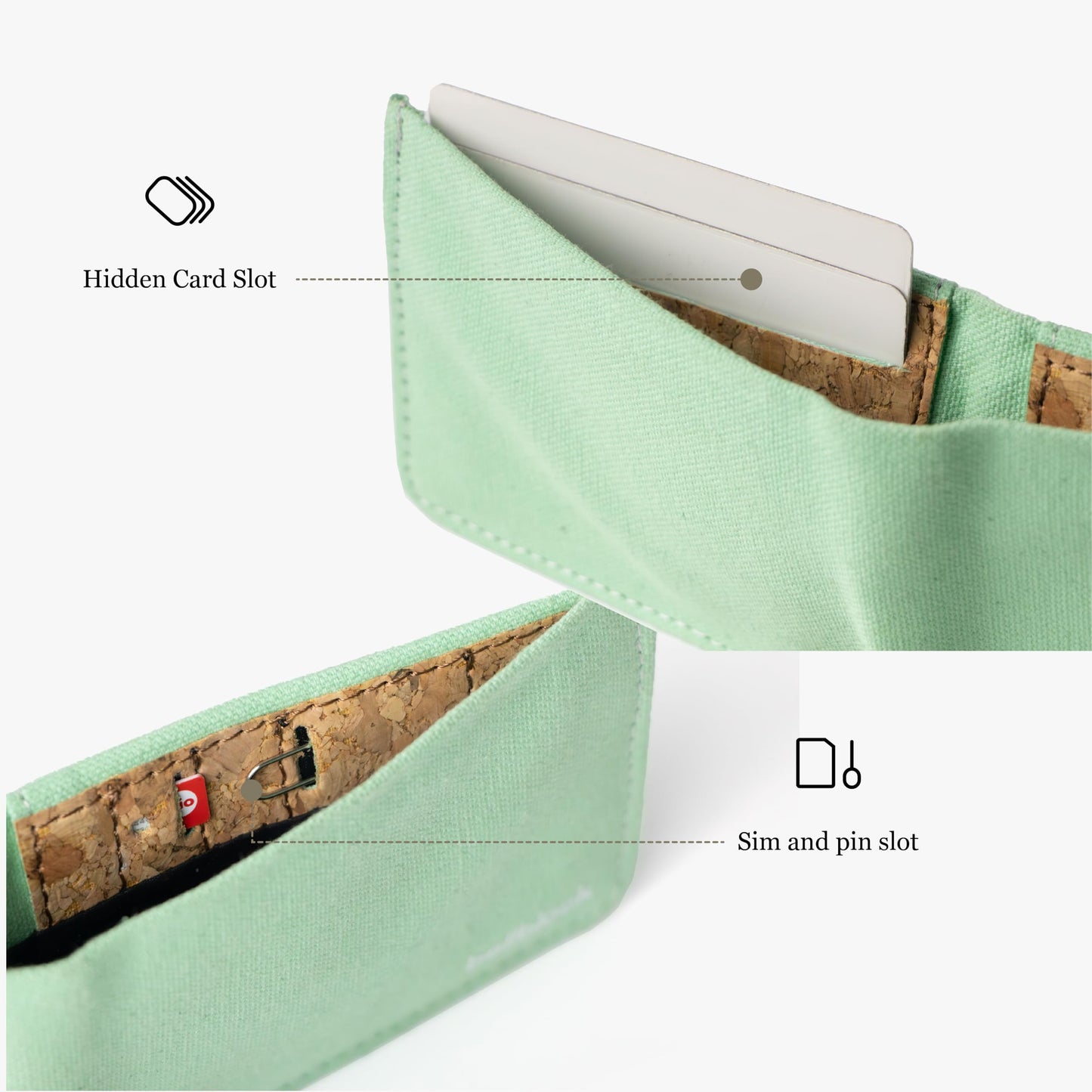 Bellblock Canvas Minimal Wallet for Men | Slim Handcrafted Mens Wallet | with Sim, Mobile Pin & Hidden Extra Card Slots | Cotton Canvas | Tea Green (Pack of 1)