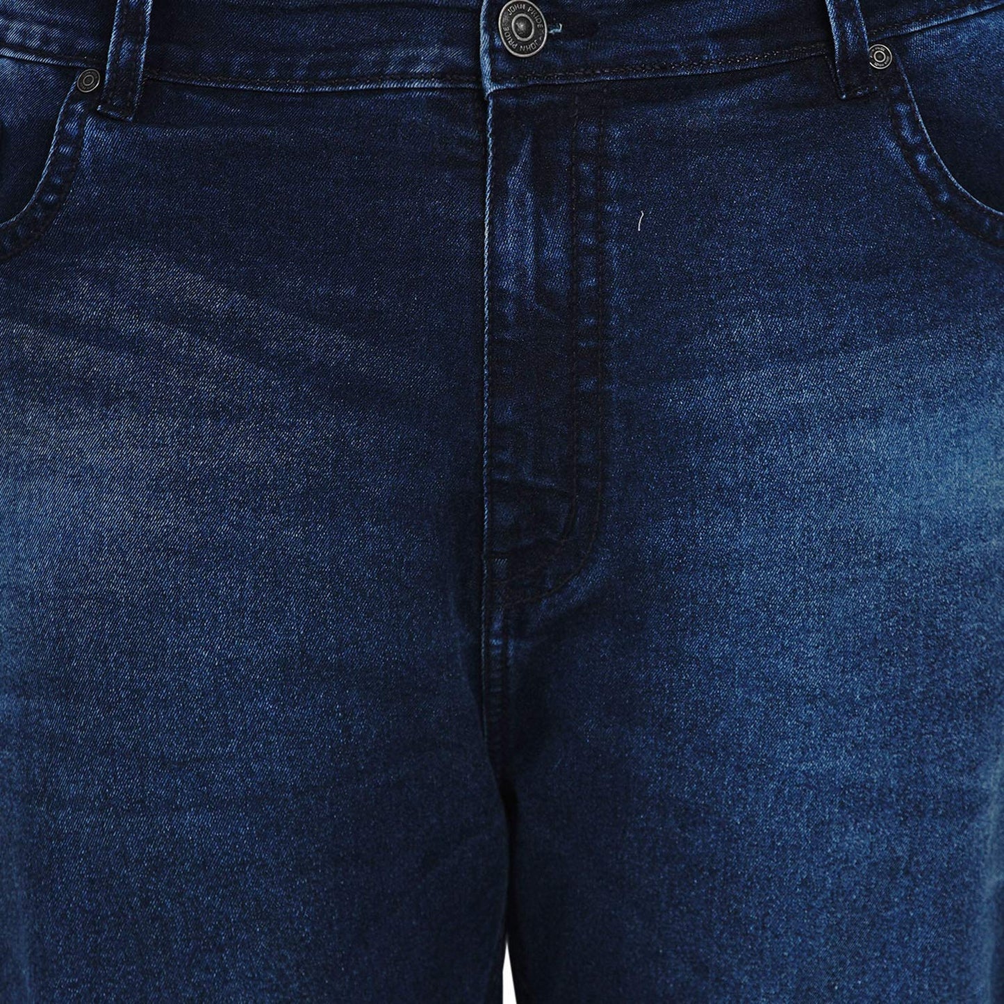 JOHN PRIDE Plus Size Men Regular Fit Mid-Rise Clean Look Stretchable Blue Jeans