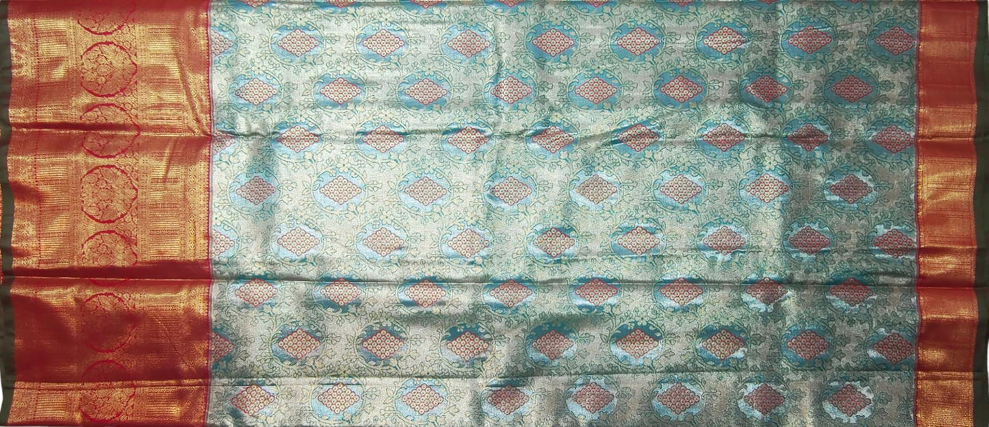 VFCollections Women's Kanchipuram Silk Pure Pattu Sarees With Blouse (VFC508-1)