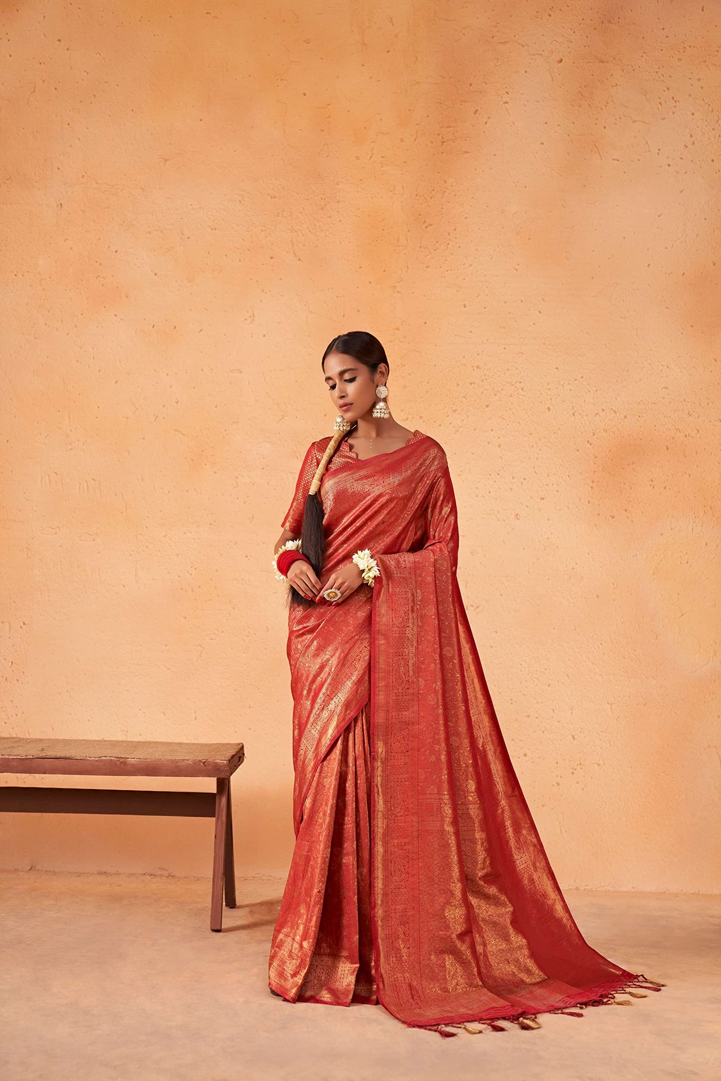 Vardha Women's Kanchipuram Art Silk Saree with Unstitched Blouse Piece - Tissue Zari Woven Work Sarees for Wedding (Ayanti Silk_513)