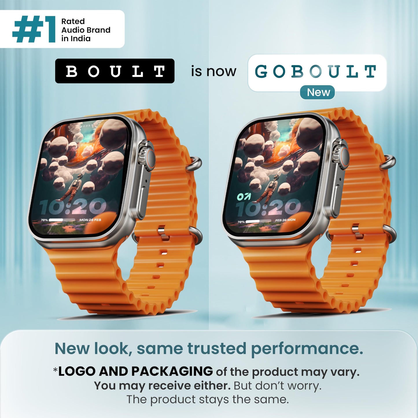 GOBOULT Newly Launched Crown Smart Watch 1.95'' Screen, BT Calling, Working Crown, Zinc Alloy Frame, 900 Nits Brightness, AI Voice Assistant, SpO2 Monitoring, 120+ Sports Mode (Tangerine)