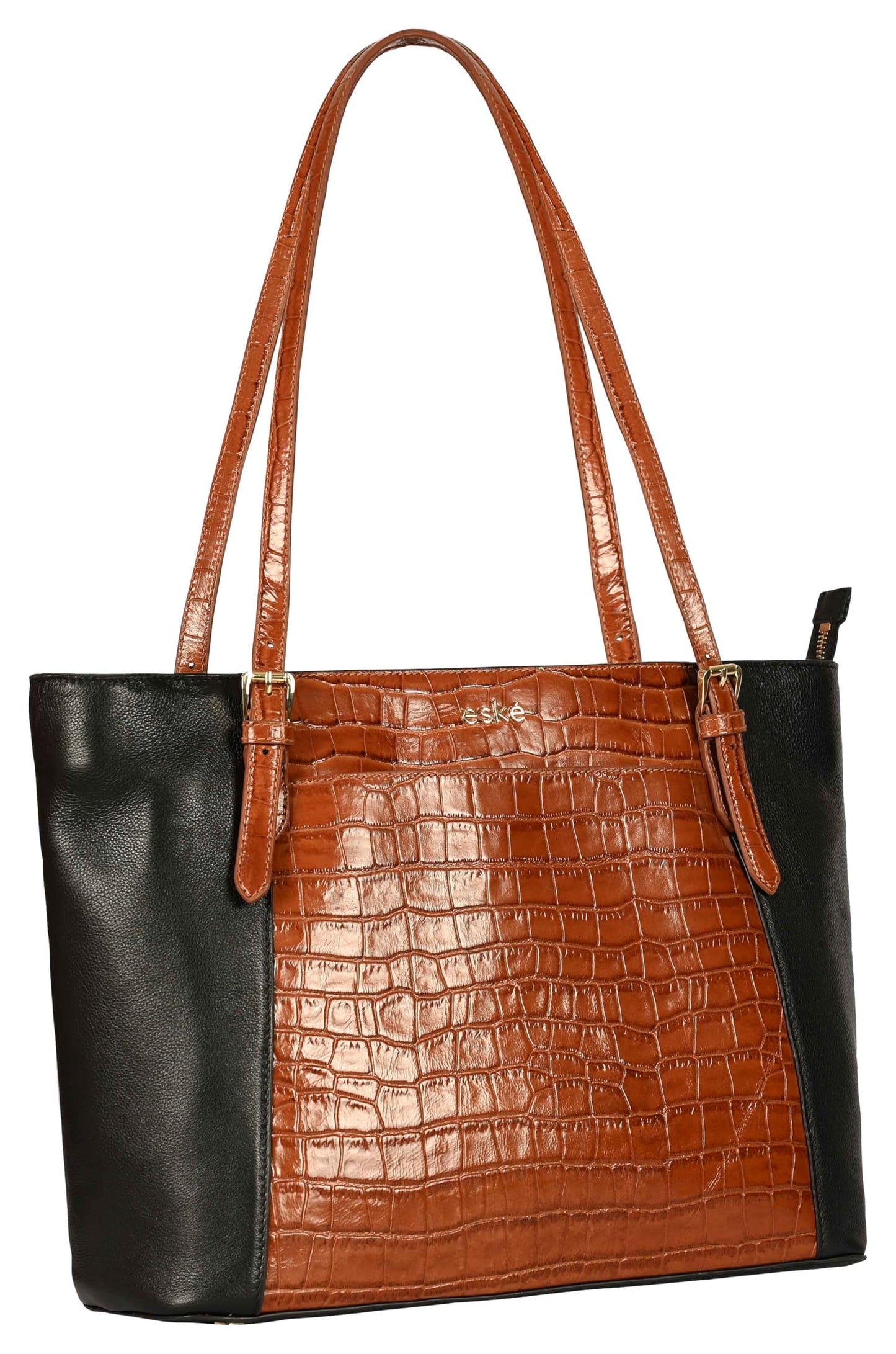 eske Rachel Genuine Leather Tote Bag, 13 inch Laptop Compatible, Cushioned Interior, Multiple Pockets, Adjustable Shoulder Strap