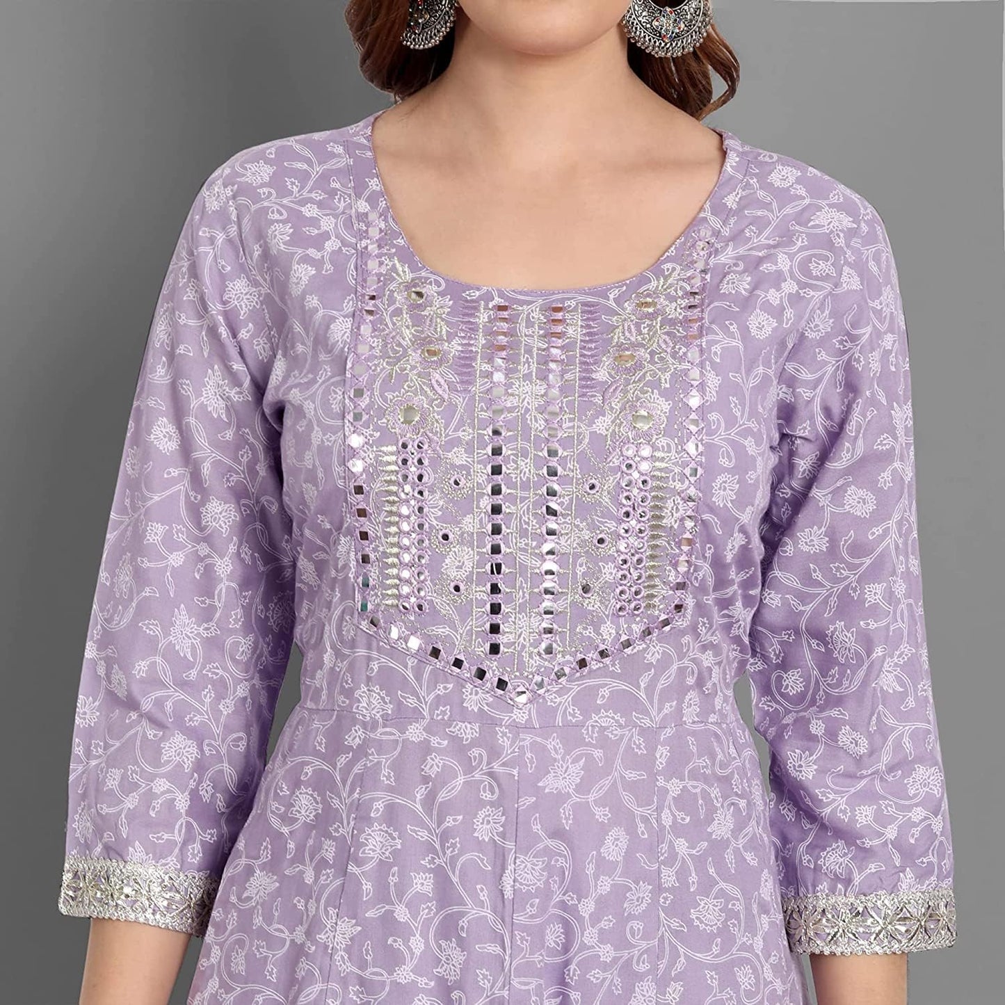 Rangnavi Women Rayon Anarkali Embroidered Printed Salwar Suit Set