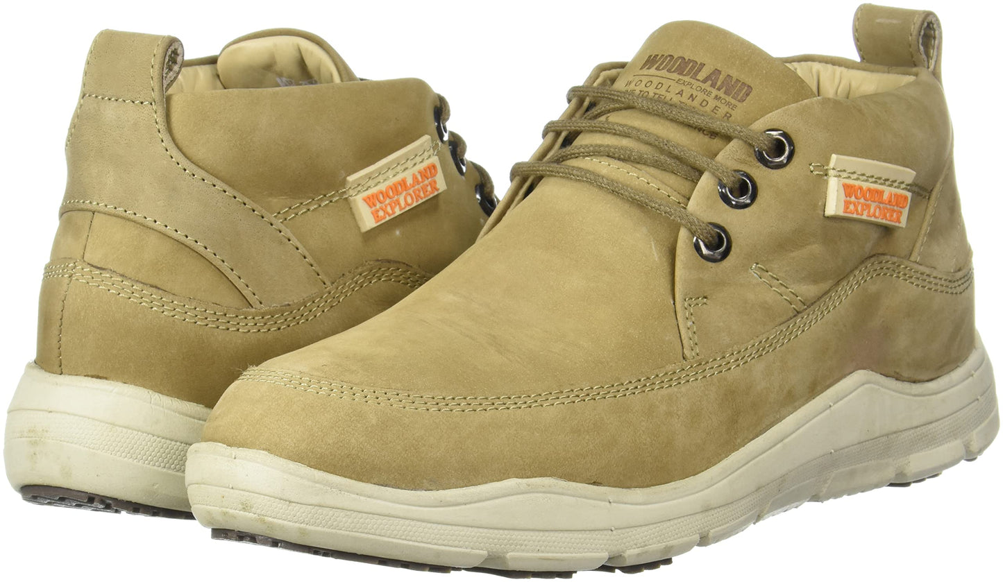 Woodland Men's Khaki Leather Closed Shoe-41 EU (GC 3582119)