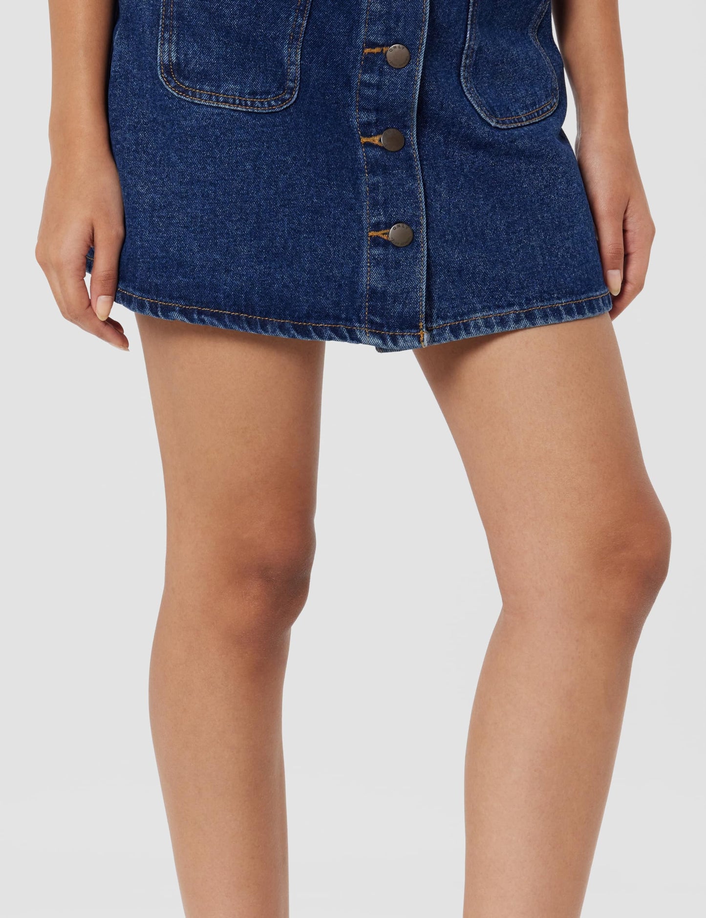 ONLY Women Washed Cotton Blend High Rise Blue Skort