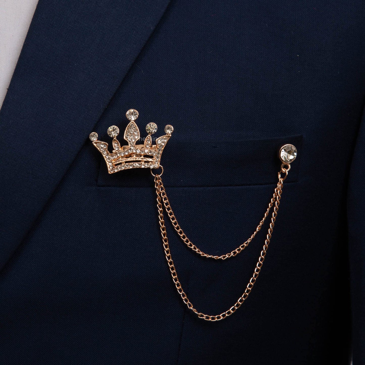 To The Nines Men's Crown Design with Rose Gold Chain Brooch
