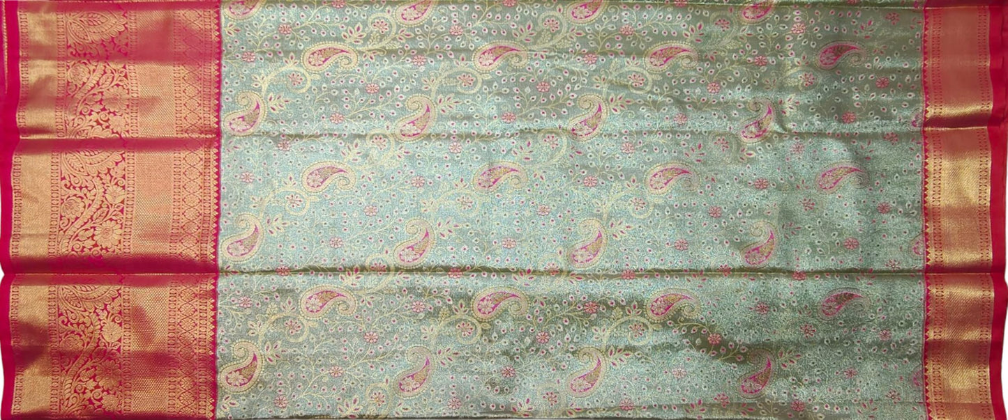 VFCollections Women's Kanchipuram Silk Pure Pattu Sarees With Blouse (VFC488-1)