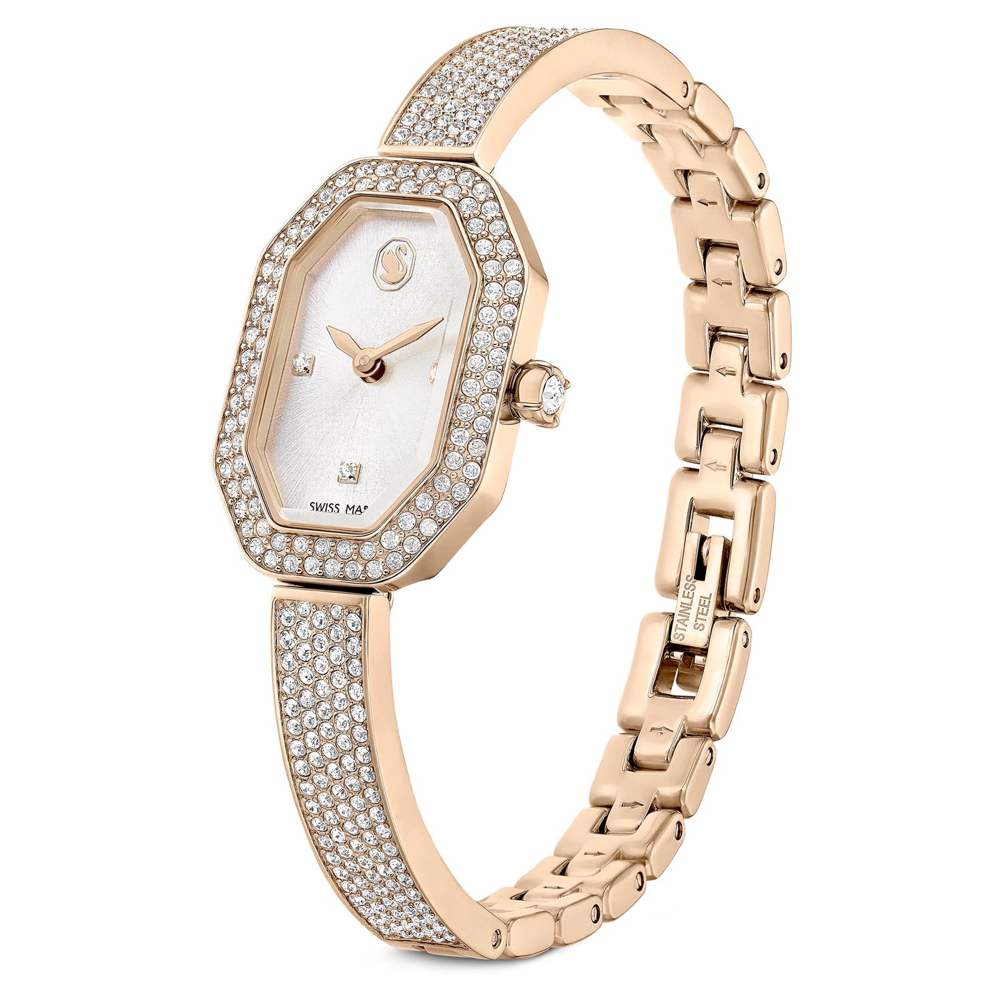Swarovski Stainless Steel Womens Dextera Bangle Analog Watch Swiss Made, Metal Bracelet, Gold Tone, Champagne Gold-Tone Finish 5672987