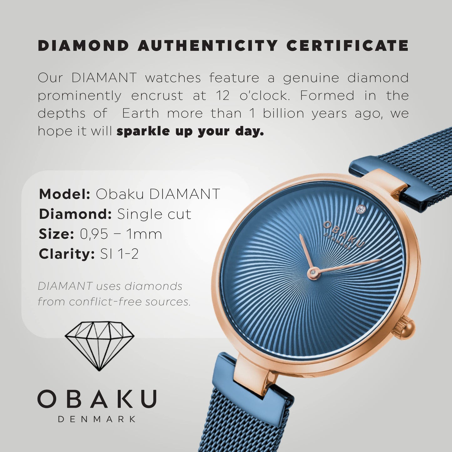 Obaku Diamant Ocean Analog Blue Dial Women's Watch-V256LXVLML