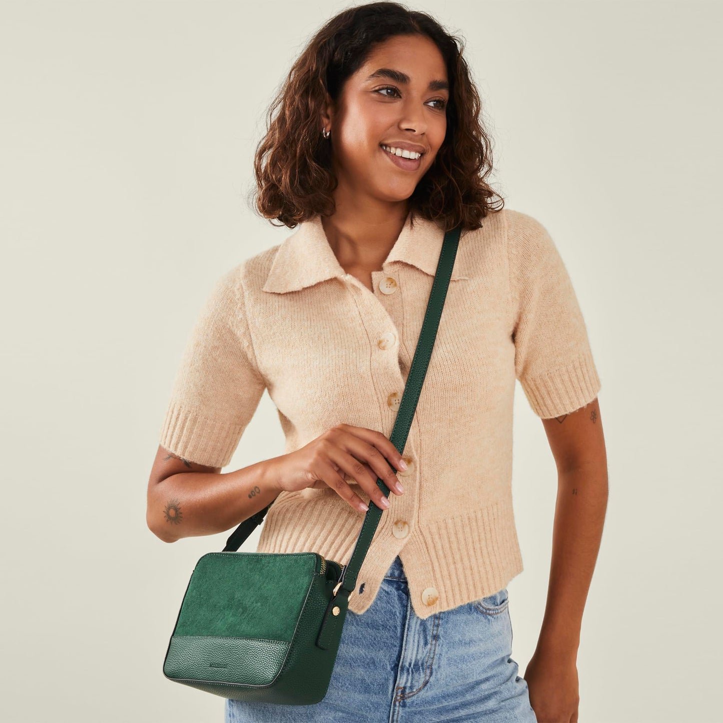 Accessorize London Women's Green Suede Sling Bag| crossbody bag for women stylish|Ladies Adjustable Strap sling bag |Shoulder bag for woman