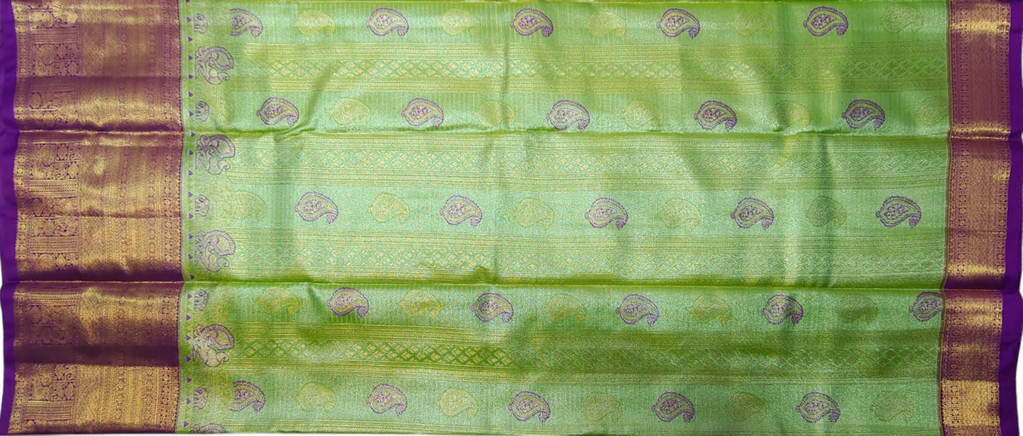 VFCollections Women's Kanchipuram Silk Pure Pattu Sarees With Blouse (VFC492-2)