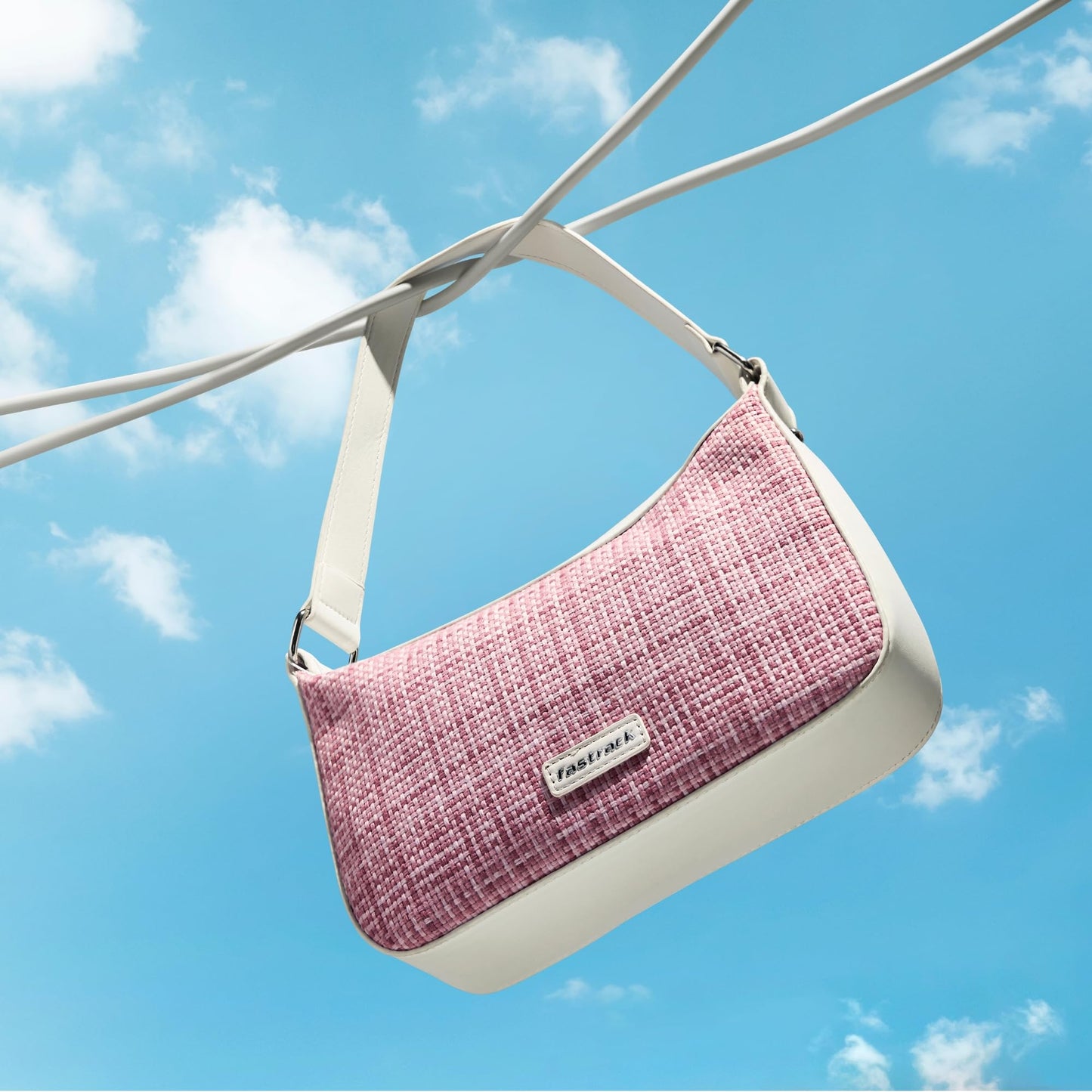 Fastrack Women's Basketweave Shoulder Bag | Top Zip Closure, Comfortable Shoulder Straps, Inner Utility Pockets | Textured Fabric Bag | 6 Months Warranty