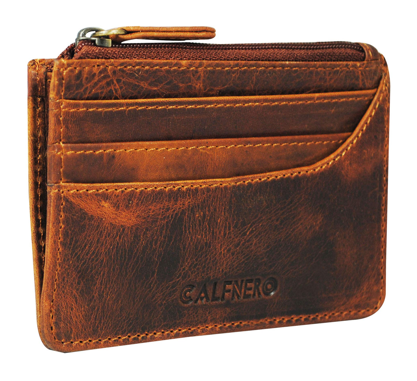 Calfnero Leather Women Card Wallet(khaki)
