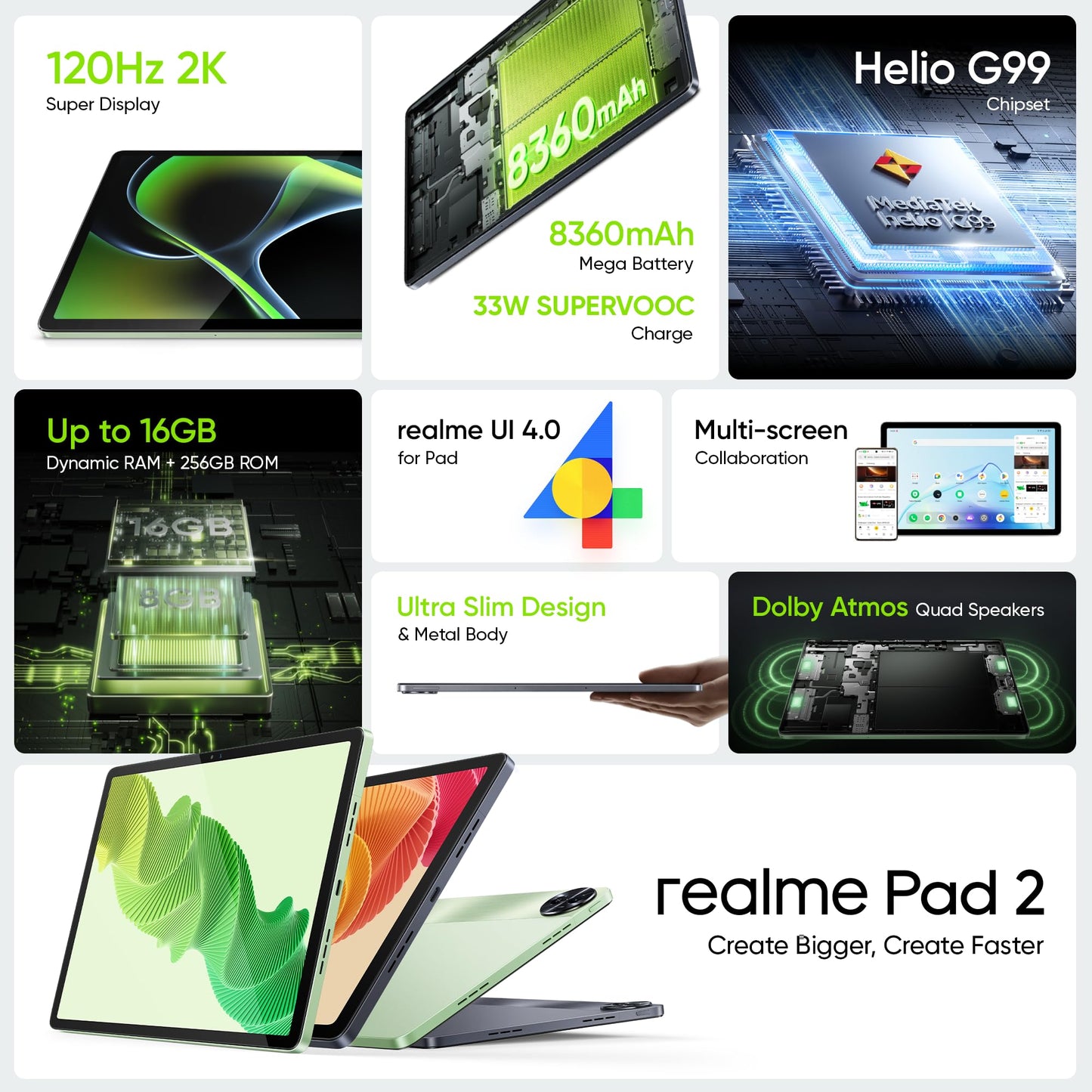 realme Pad 2 LTE 8 GB RAM 128 GB ROM 11.5 inch (Inspiration Green)