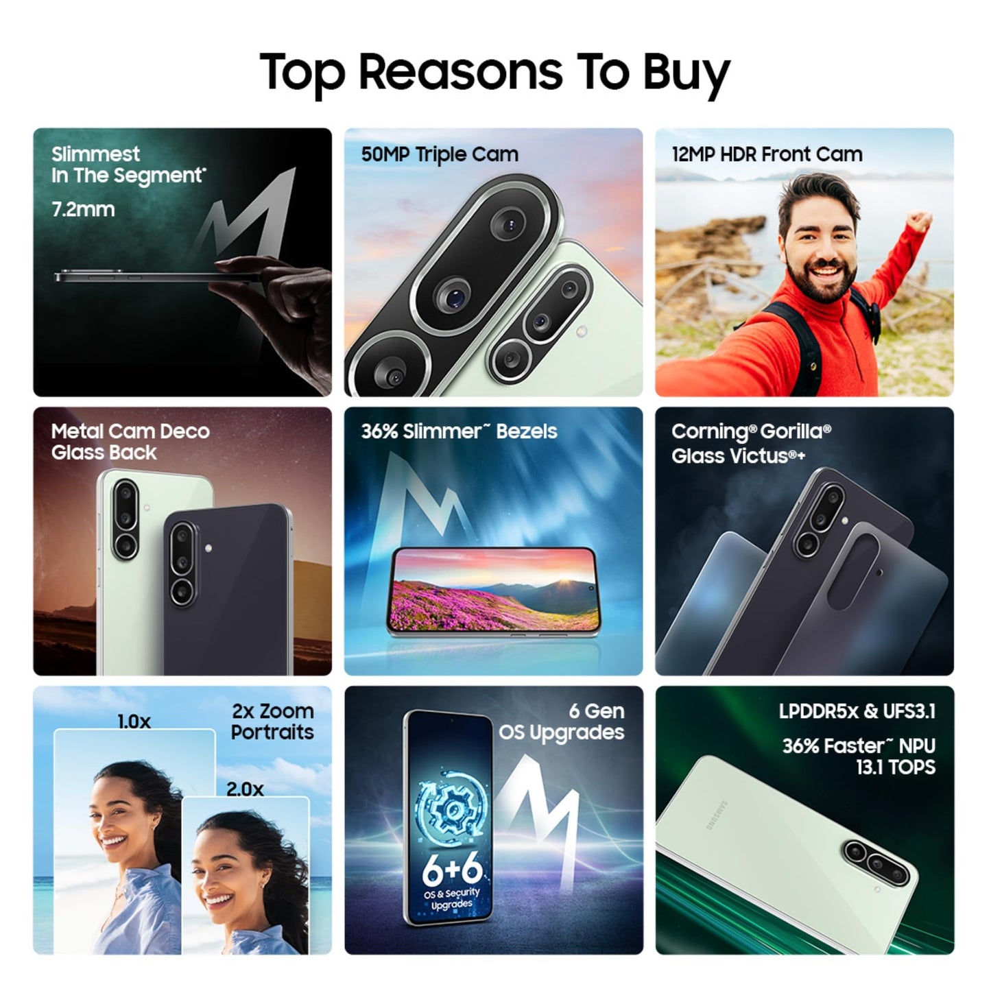 Samsung Galaxy M56 5G (Light Green, 8 GB RAM, 128 GB Storage) | Slimmest Phone in the Segment | Gorilla Glass Victus+ | 10 Bit HDR Video | Enhanced Nightography | 4nm Processor | Vapor Cooling Chamber